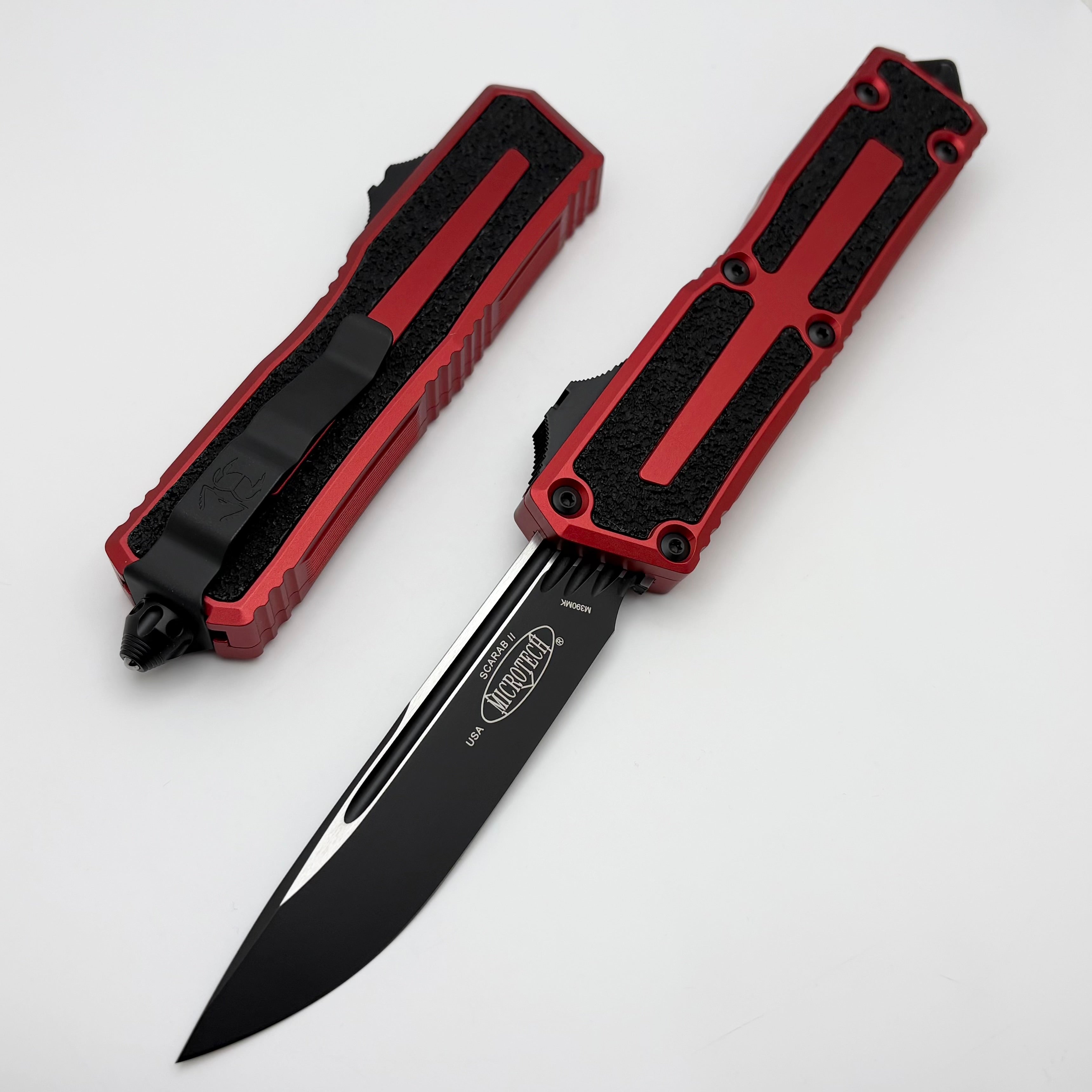 Microtech Scarab 2 Gen 3 Tactical OTF Knife - Red Handle (M390MK Blade)