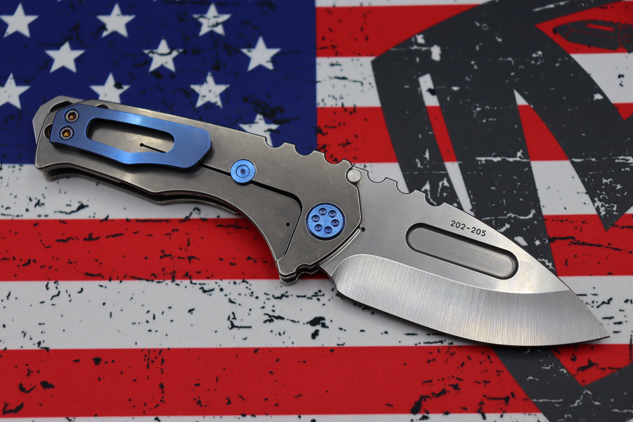 Medford Praetorian Genesis T S35 Tactical Folding Knife - Premium Drop Point Design with Blue Hardware