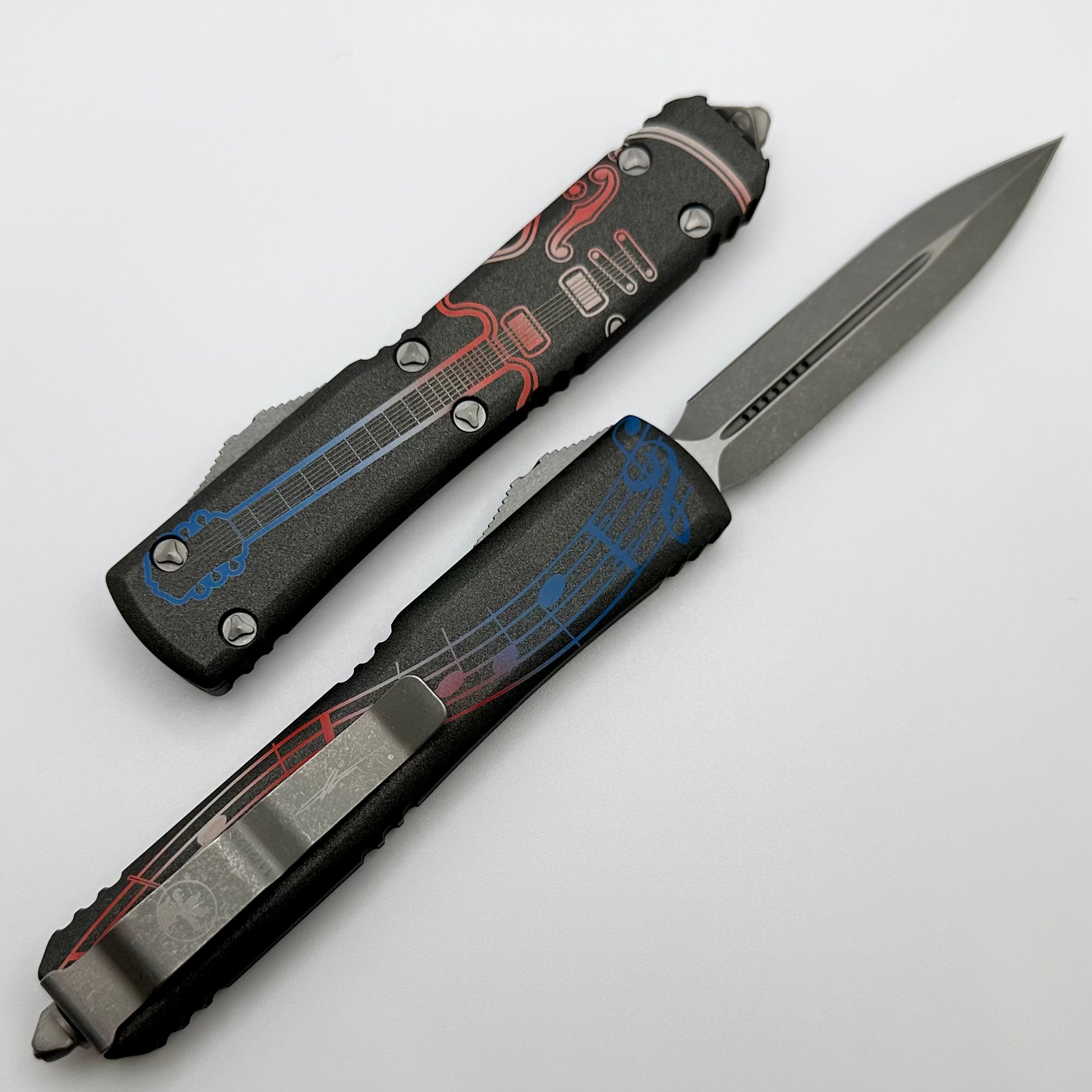 Microtech Ultratech NCKS 2023 Red, White & Blue Double Edge Apocalyptic Standard - Premium Tactical OTF Knife