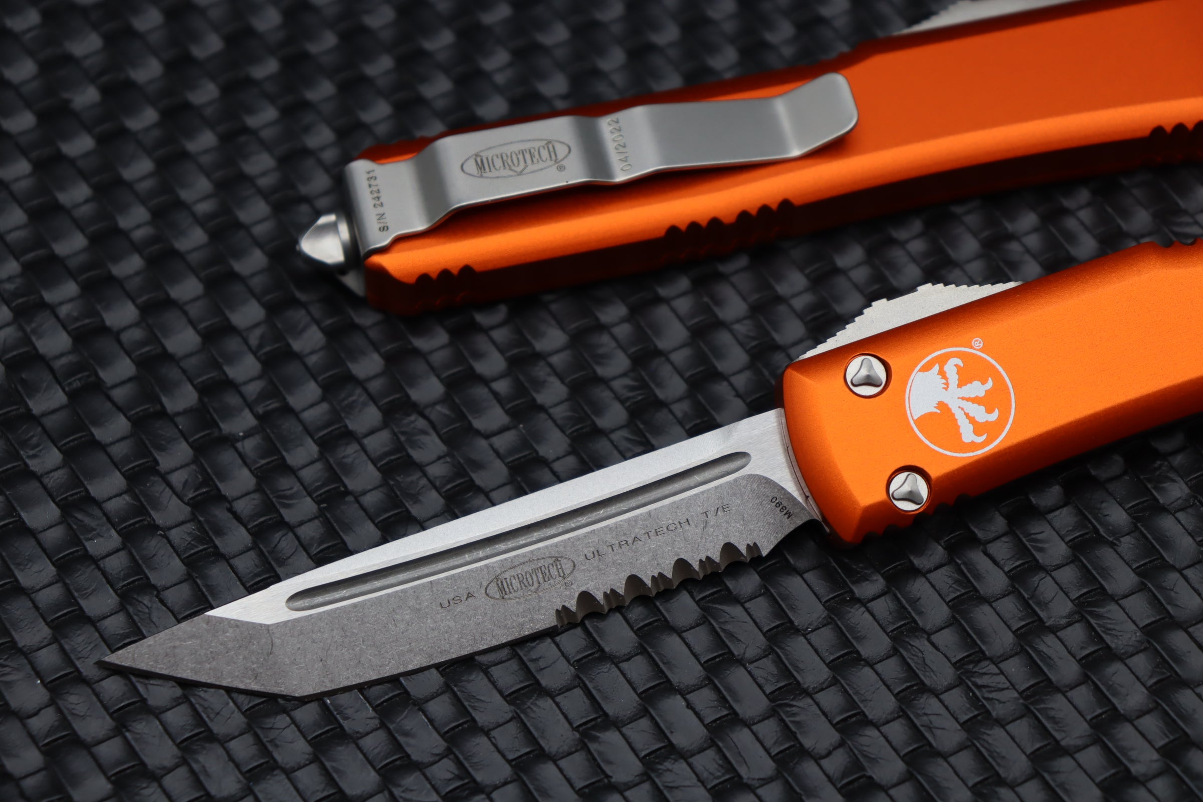 Premium Microtech Ultratech Tanto Blade - Orange Stonewash Finish