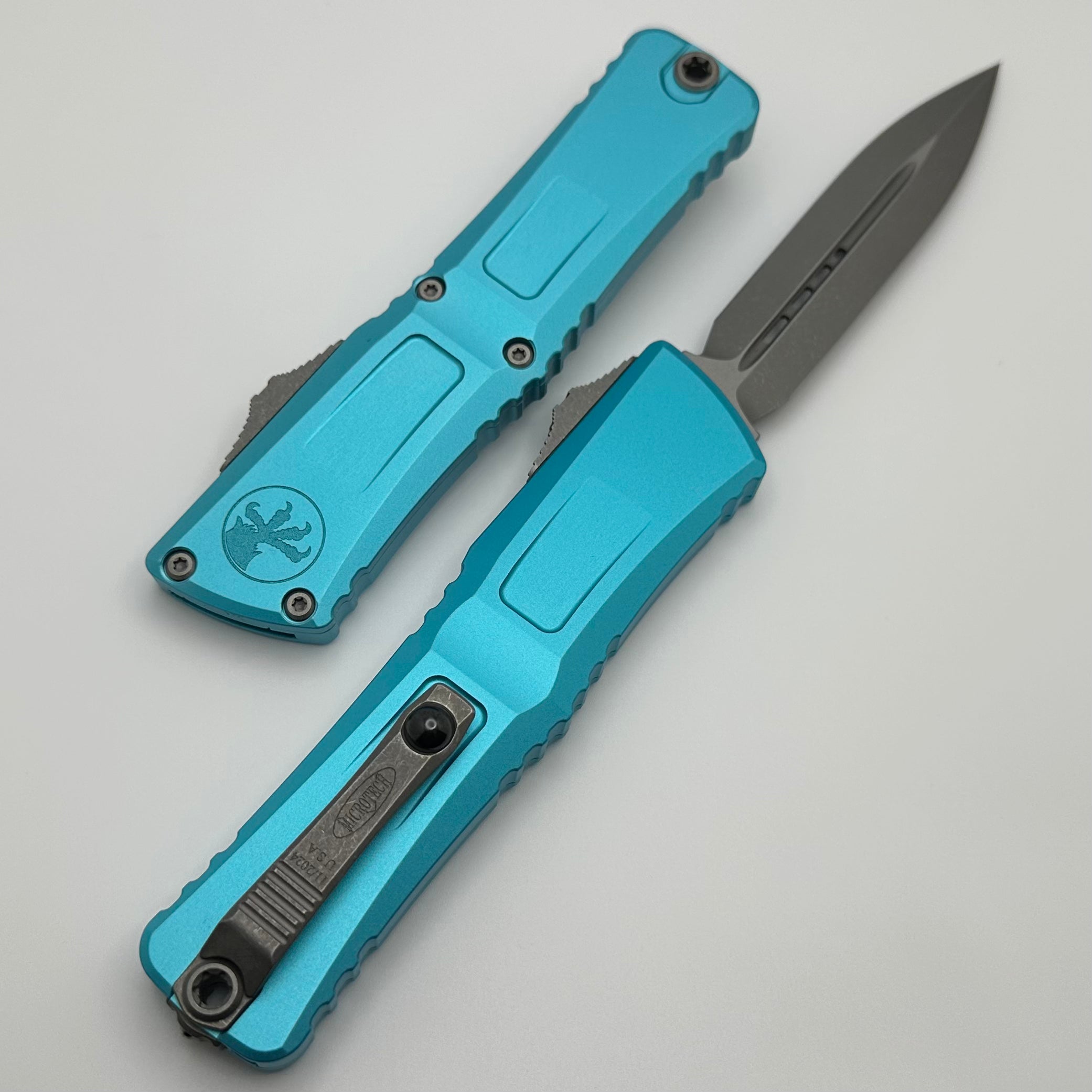 Microtech Premium Combat Troodon Gen III OTF Knife - Apocalyptic D/E M390MK with Turquoise Handle