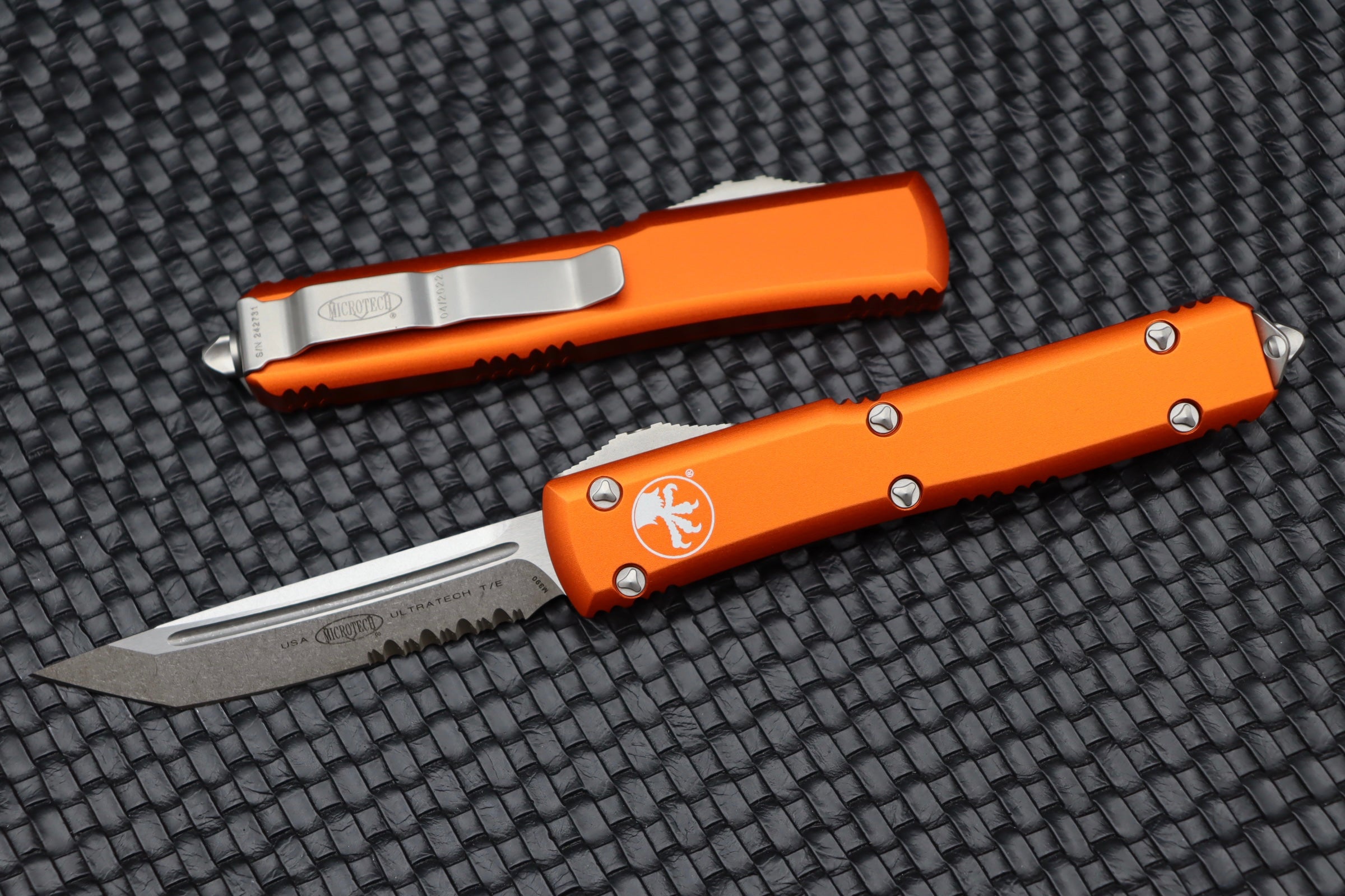 Premium Microtech Ultratech Tanto Blade - Orange Stonewash Finish