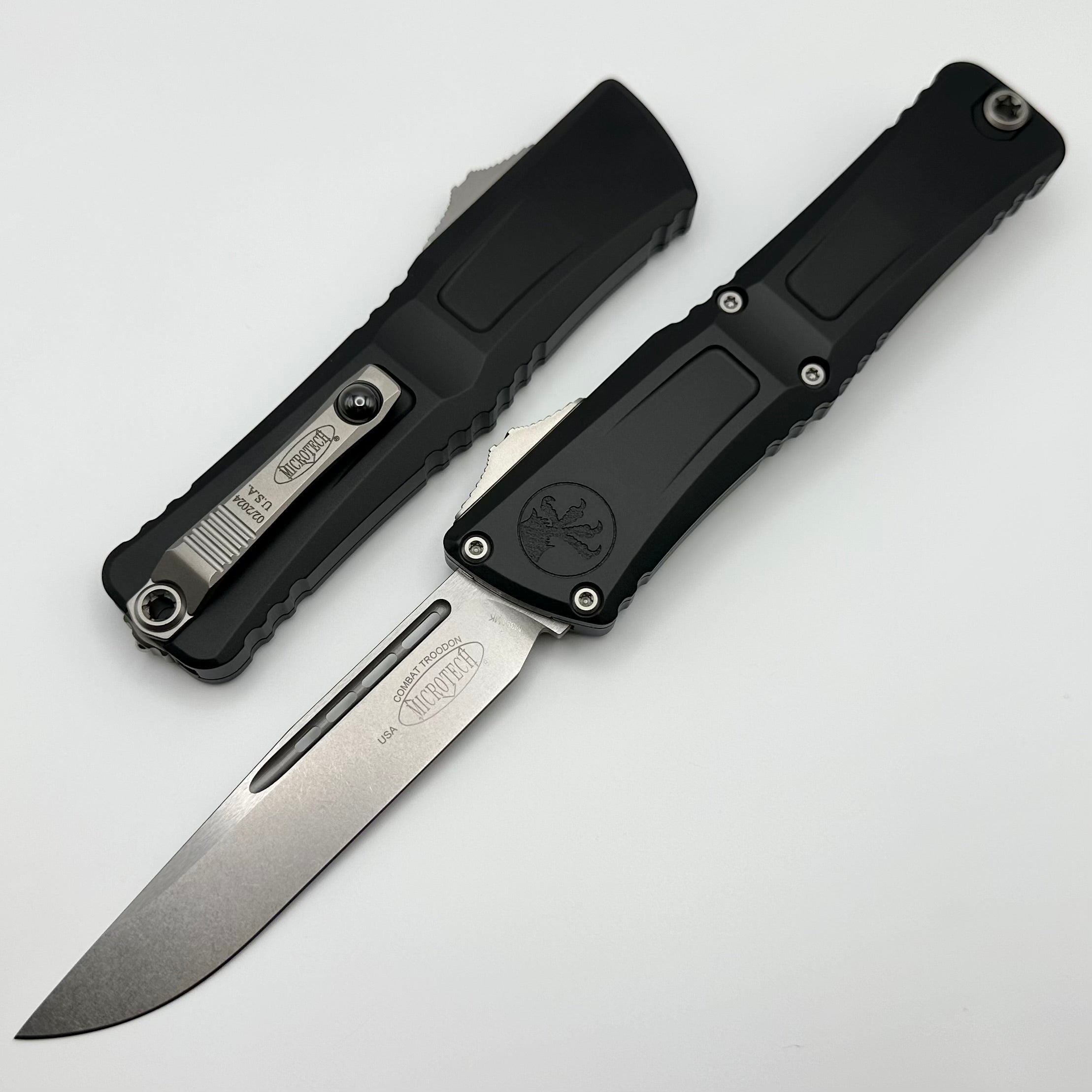 Premium Microtech Combat Troodon Gen III Tactical Knife - Stonewash Blade & Black Handle