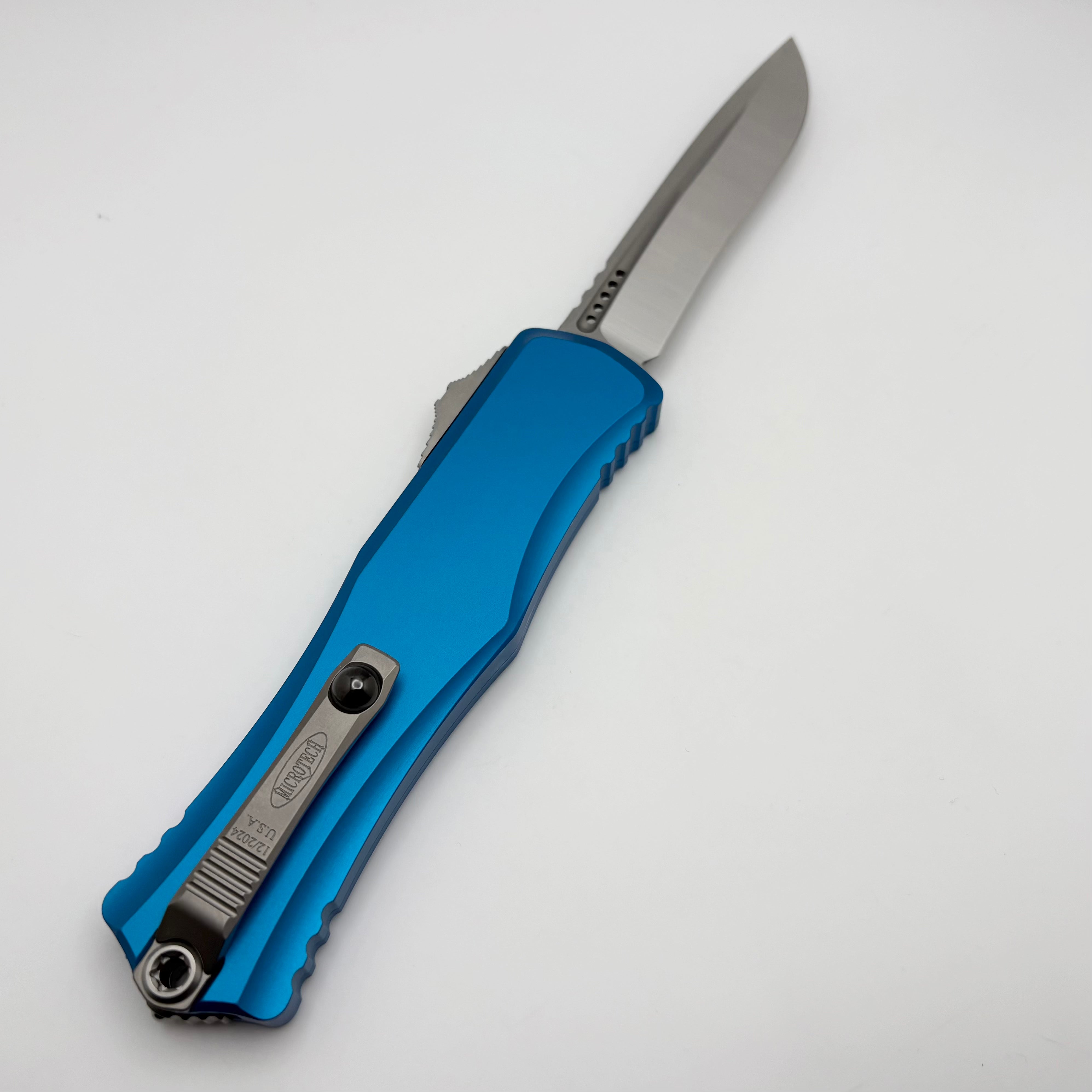 Microtech Hera II Ultimate Tactical Knife - Satin Recurve with Blue Handle