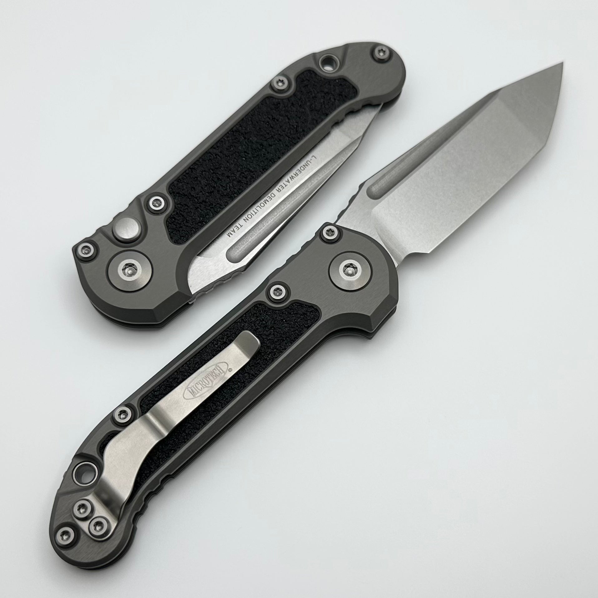 Microtech Premium LUDT Gen III Tanto Knife - Stonewash Finish & Natural Clear Handle