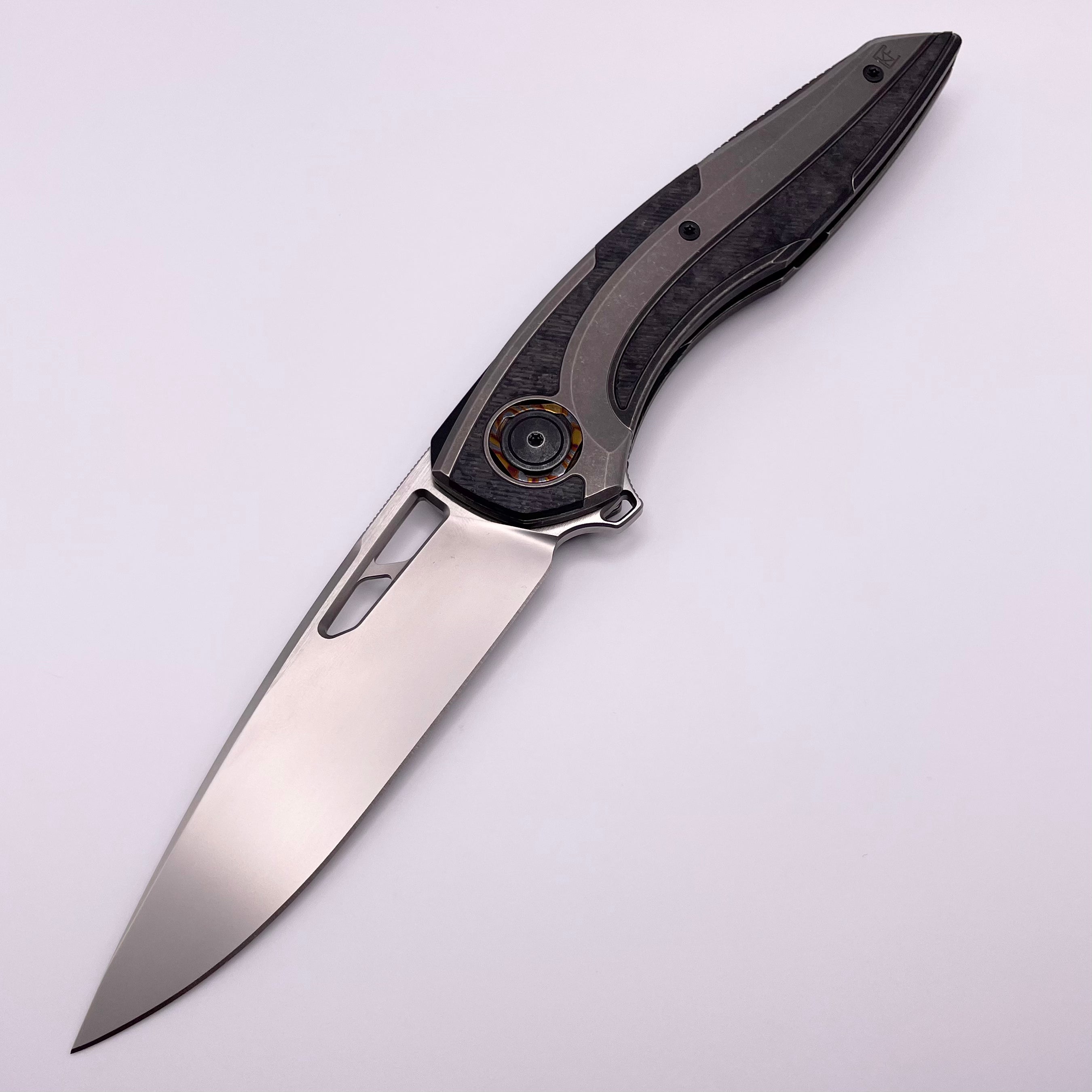 Custom Knife Factory Sukhoi-4 Titanium & Carbon Fiber Folding Knife - Premium M398 Blade, ZircuTi Accents, Pre-Owned