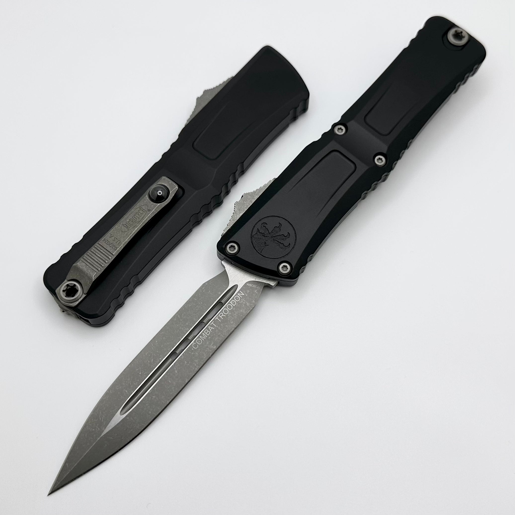 Microtech Ultimate Combat Troodon Gen III - Apocalyptic Double Edge Knife with Black Handle