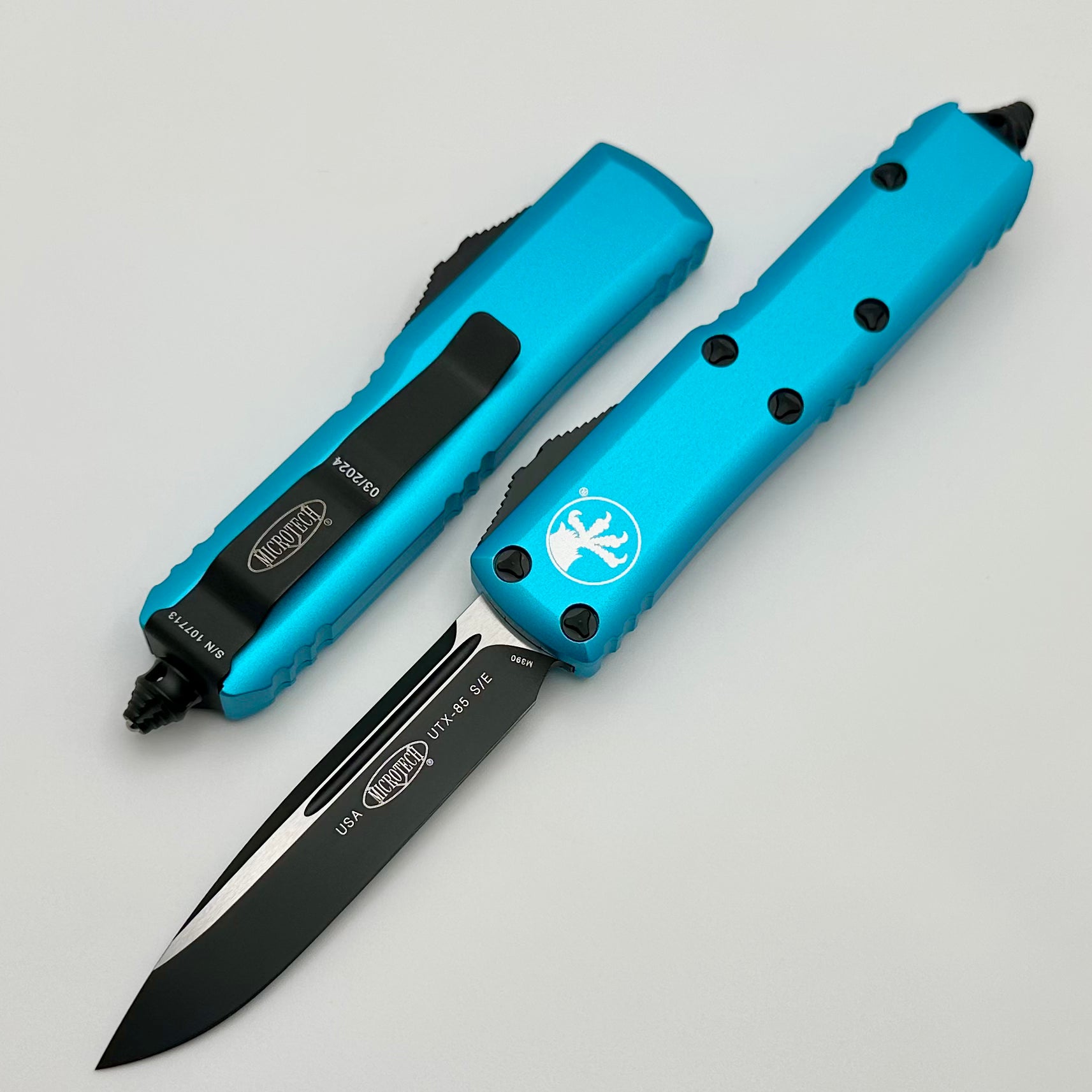 Microtech UTX-85 S/E Premium EDC Knife - Black & Turquoise