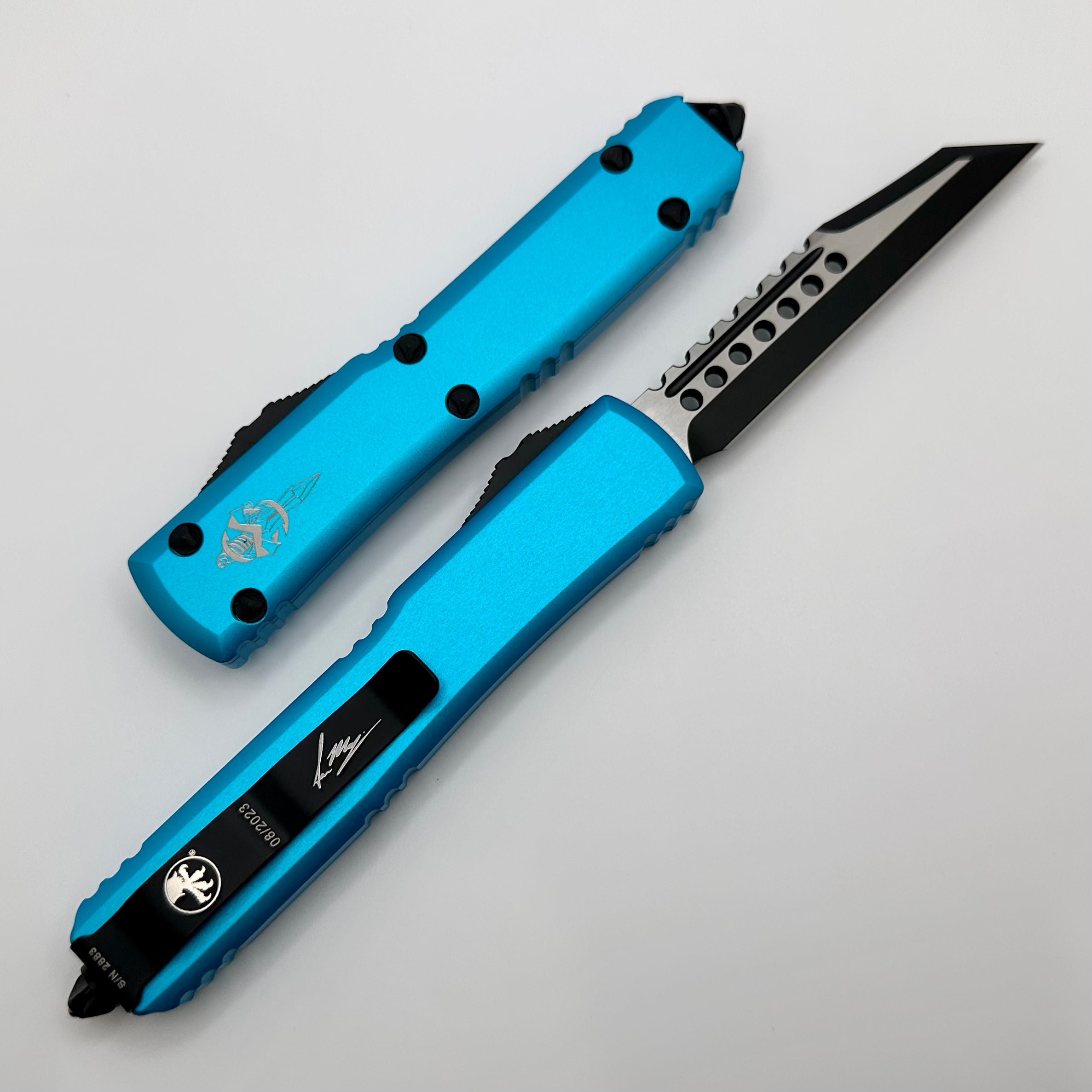 Microtech Ultratech Warhound Turquoise Signature OTF Knife - Premium Edition