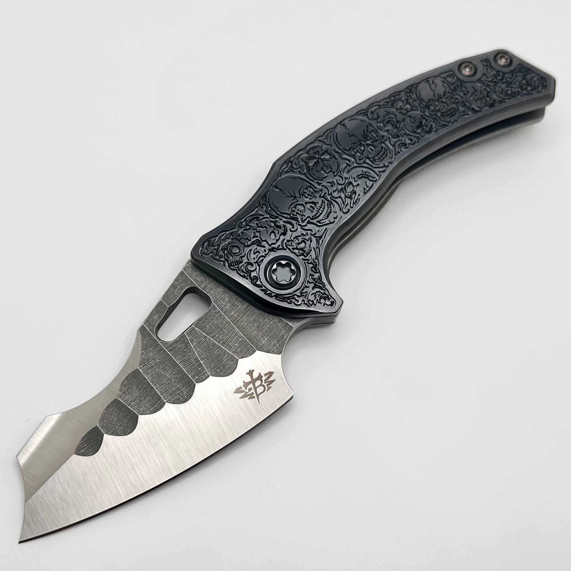 Premium Borka Blades Shylock Black Hula Knife - Titanium Handle & Rock Grind Blade