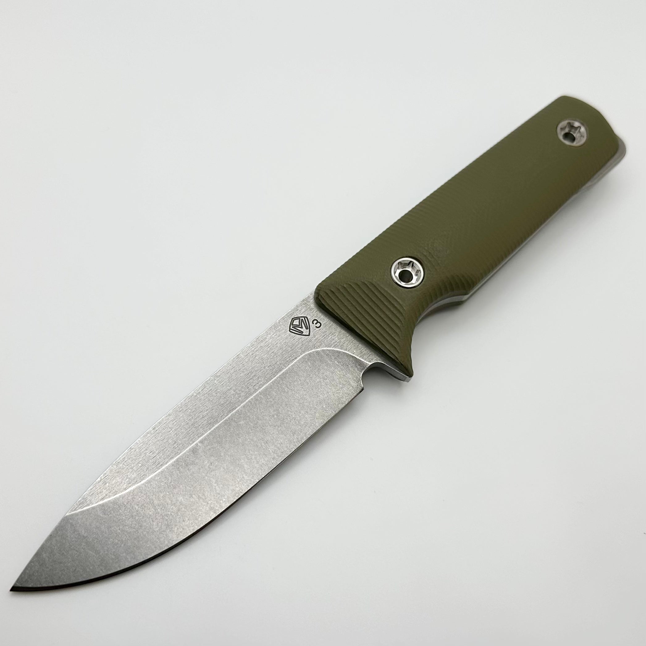 Premium Medford The San 3V Tumbled Fixed Blade Knife with OD Green G-10 Handle