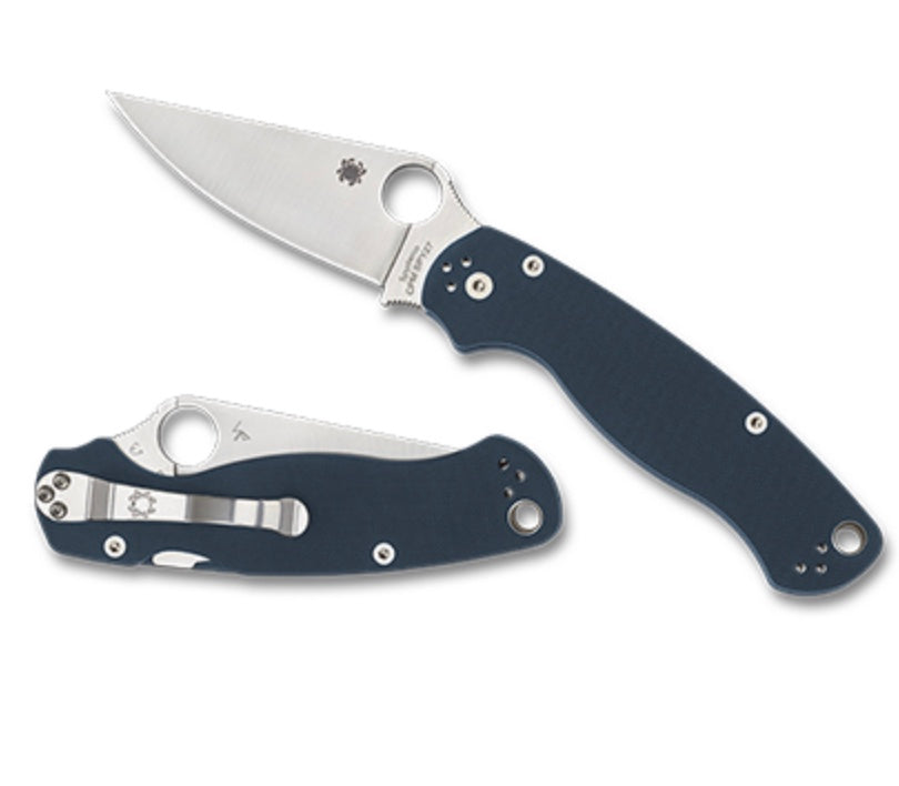 Premium Spyderco Paramilitary 2 Knife - Cobalt Blue & SPY27 Steel