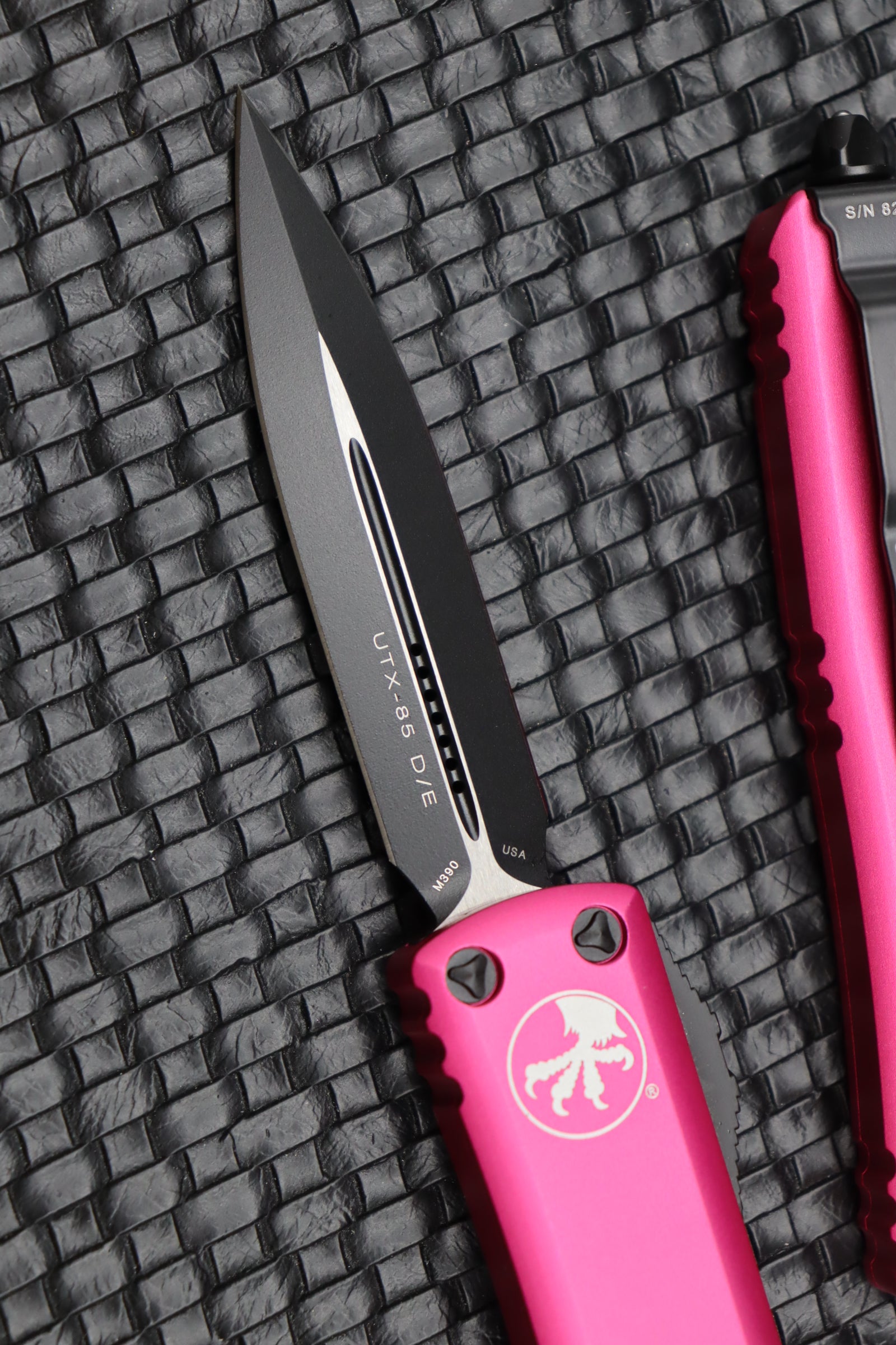 Microtech UTX-85 Premium Double Edge Tactical Knife - Black & Pink