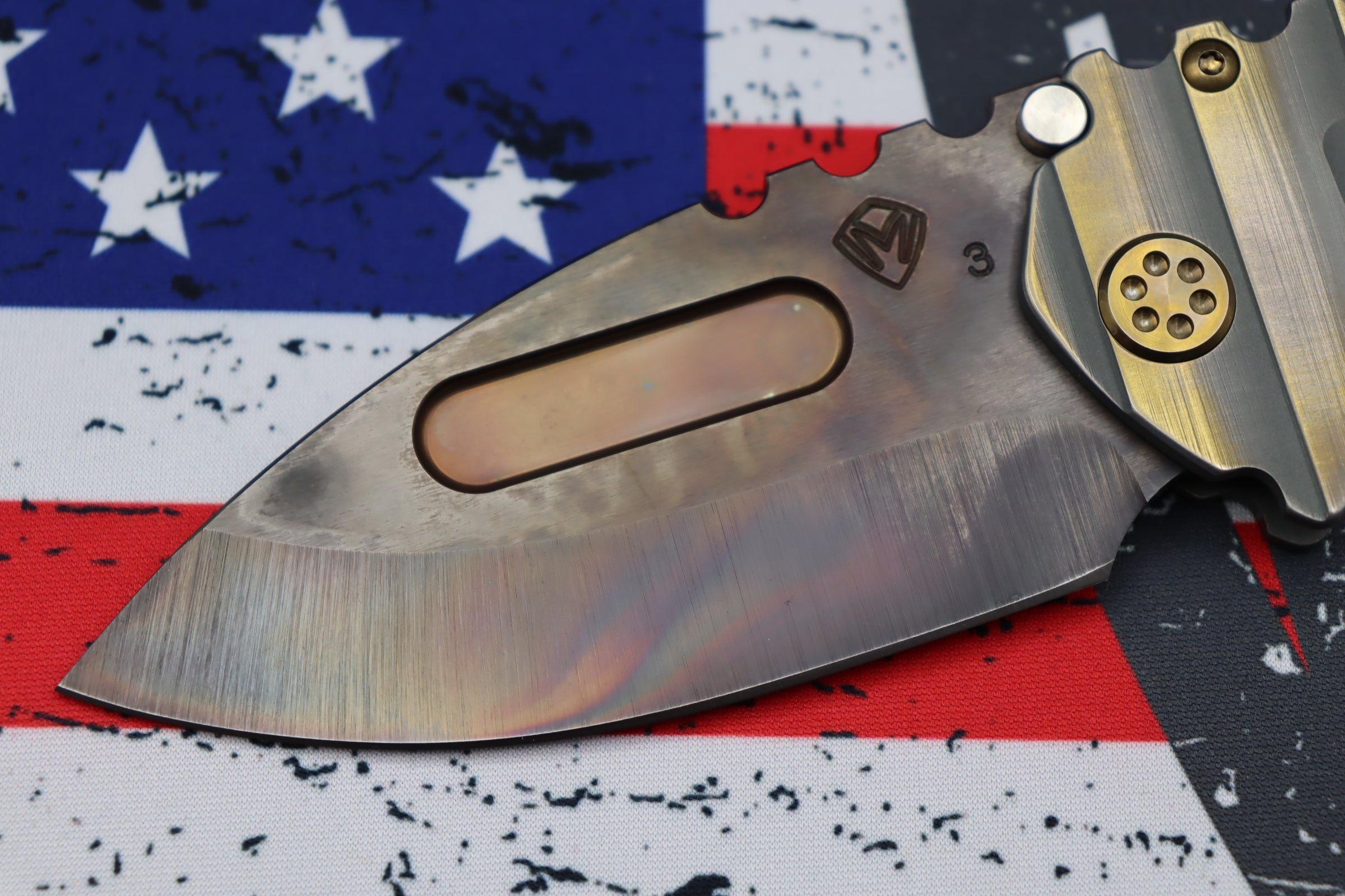 Medford Knife Praetorian T 3V Vulcan Drop Point - Premium Tactical Folding Knife with Cement/Bronze Armadillo Sculpted Handles