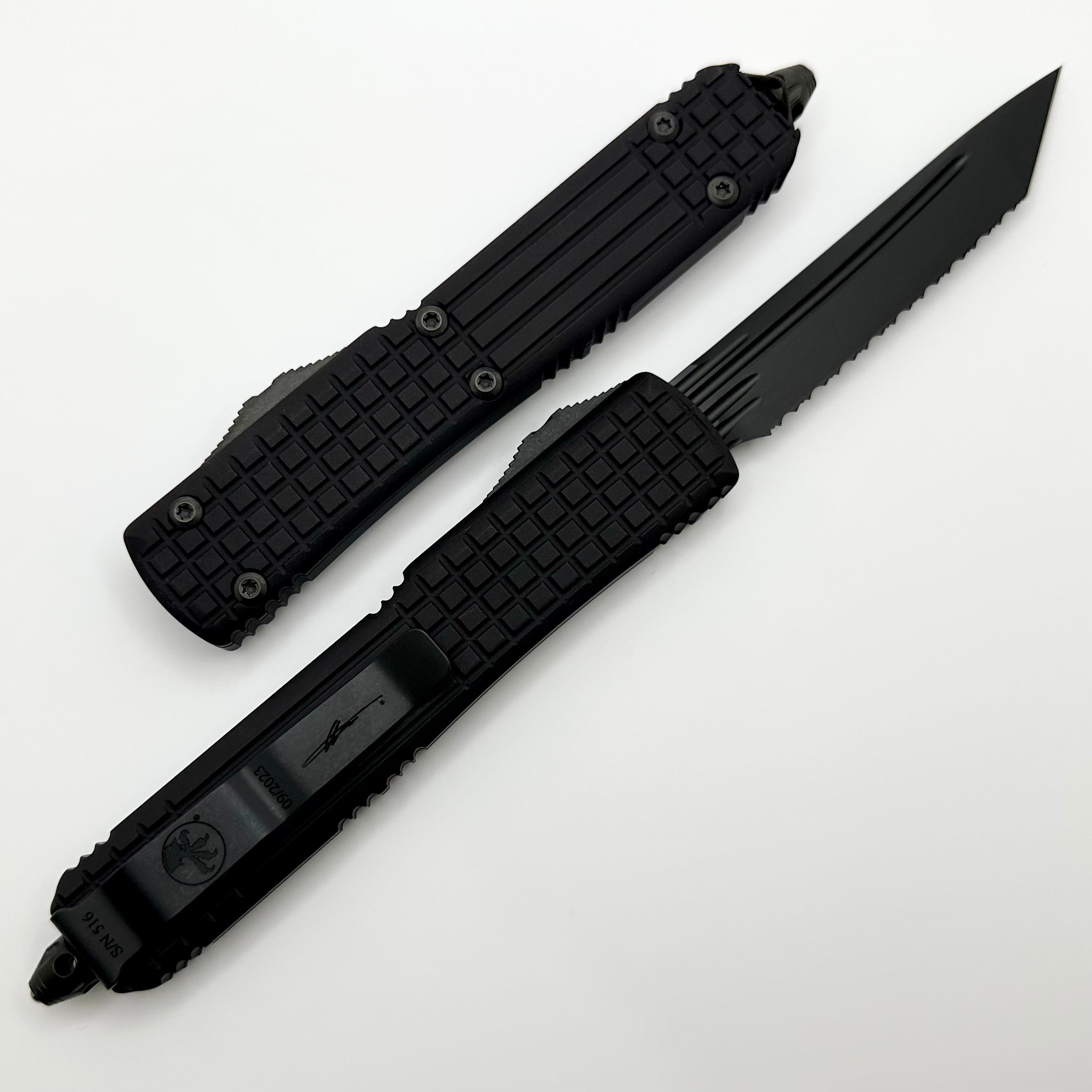 Microtech Ultratech Delta Frag Shadow Tanto Serrated DLC Knife - Premium Signature Series
