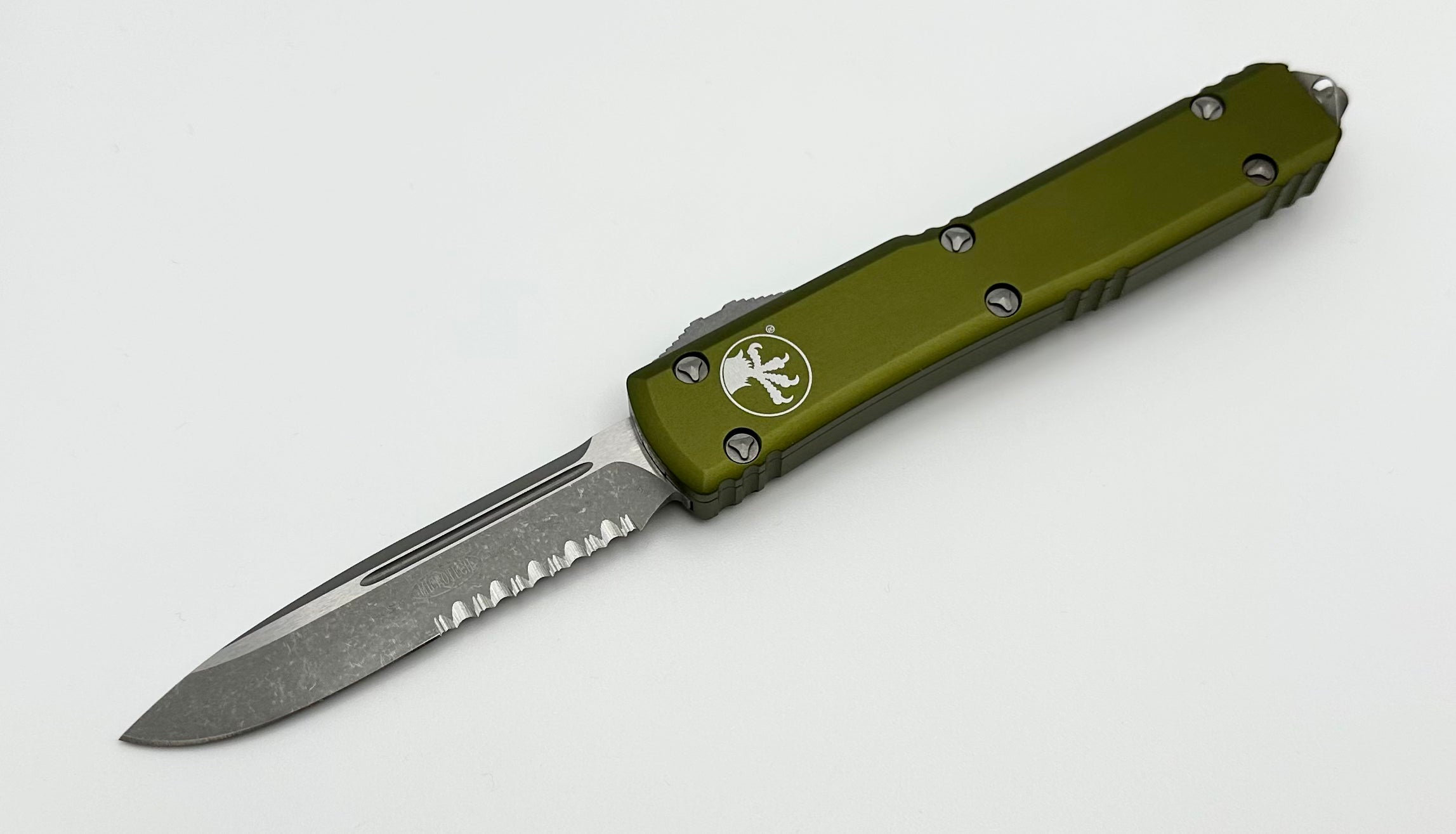 Microtech Ultratech Premium OTF Knife - Apocalyptic Finish & OD Green Handle