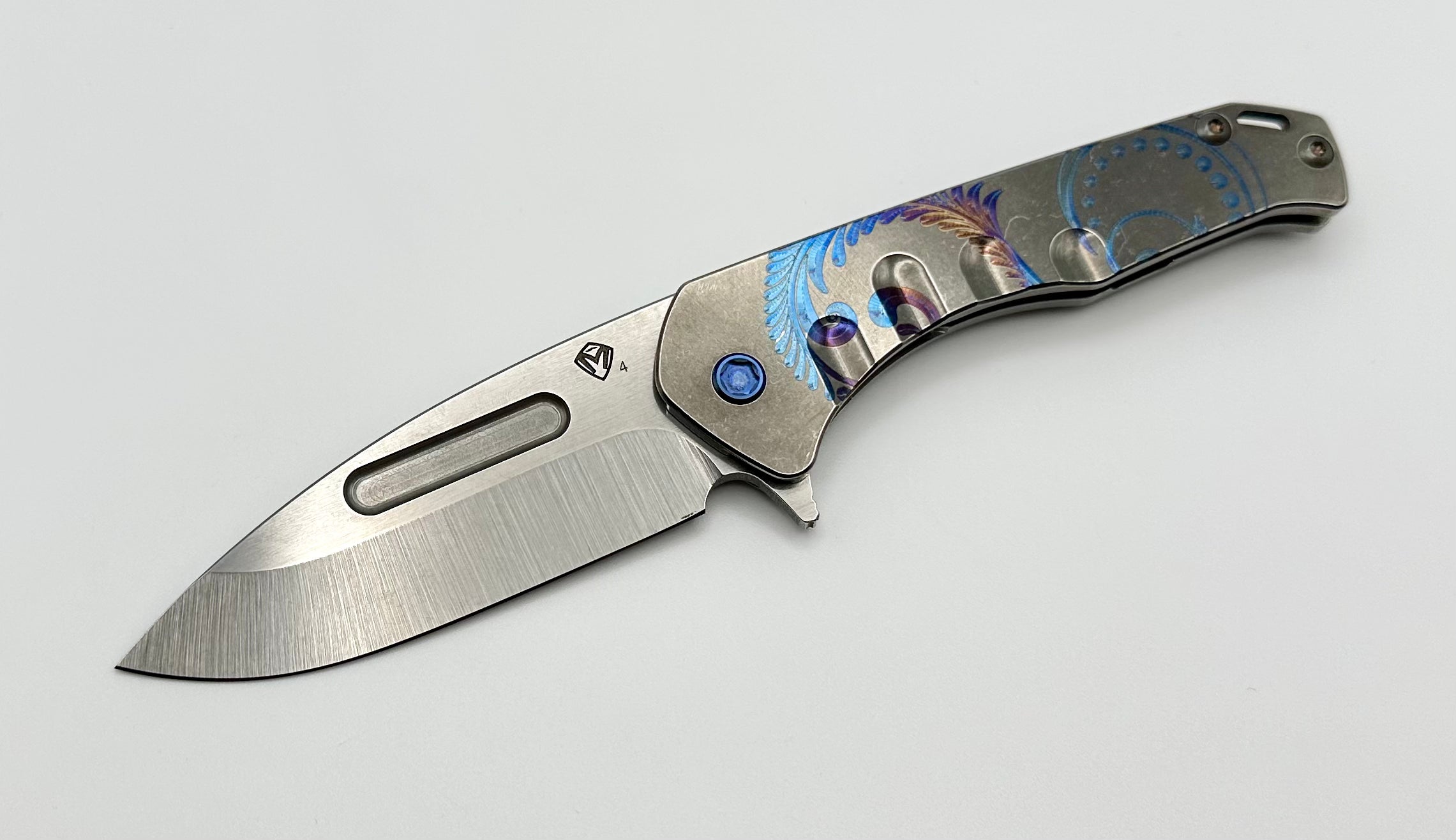 Medford Praetorian Slim Flipper Knife - Premium S45VN Drop Point Blade with Blue Accents