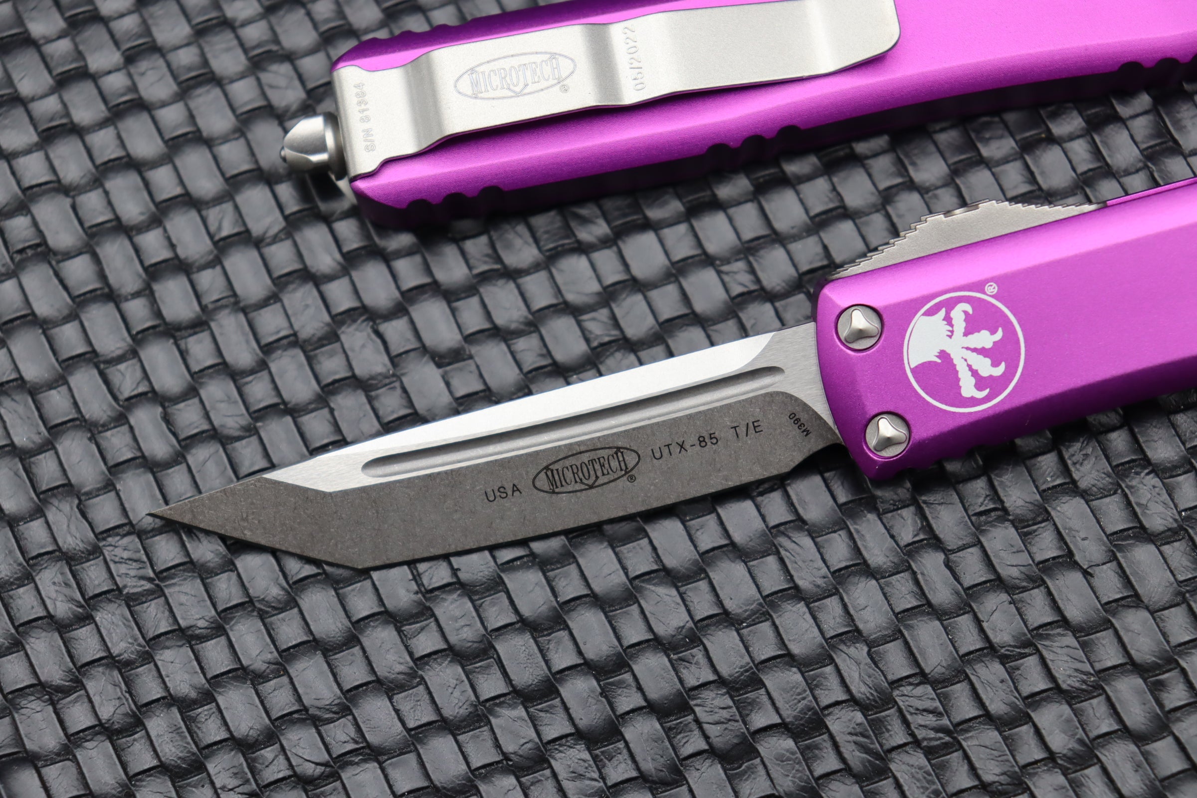 Premium Microtech UTX-85 Tanto Stonewash EDC Knife - Violet Edition