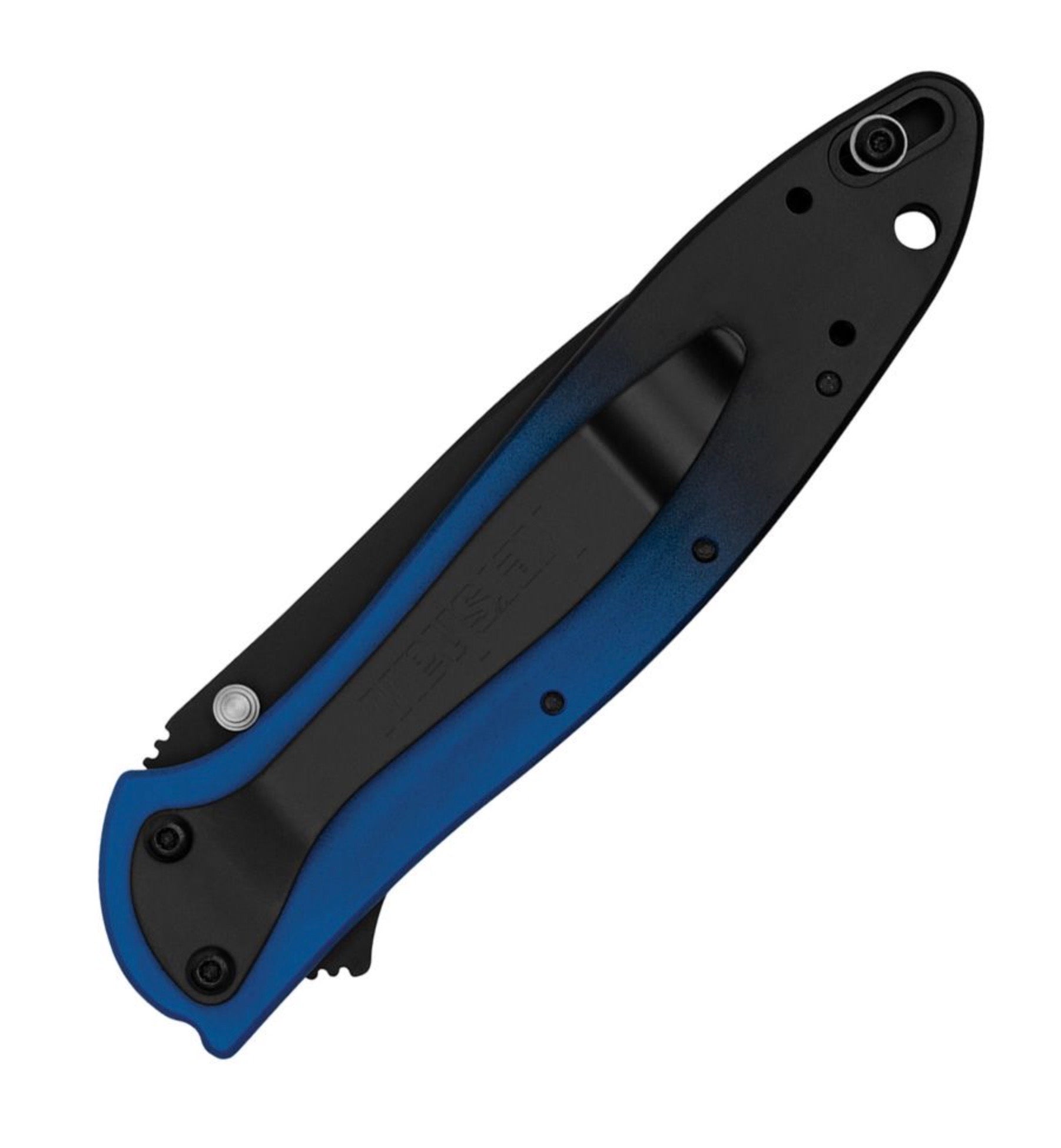 Kershaw Leek Black Oxide MagnaCut Folding Knife - Premium Blue/Black Fade Aluminum Handles