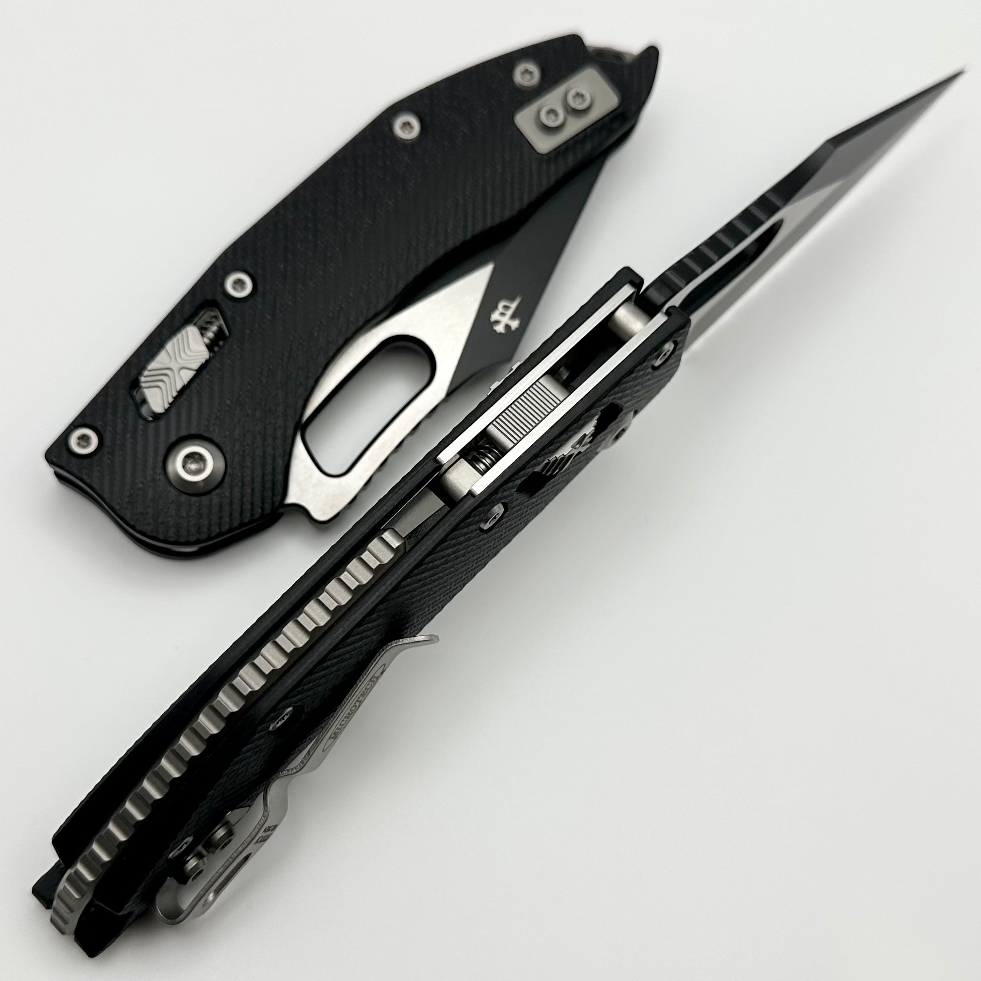 Microtech Stitch RAM LOK Manual Folding Knife - Premium Black G-10 & Serrated M390MK Blade