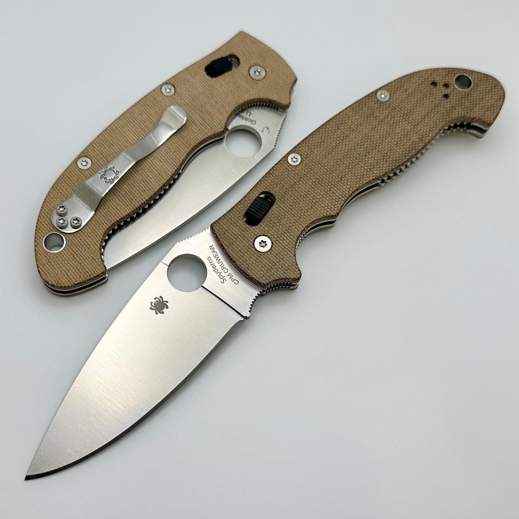 Spyderco Manix 2 XL CruCarta - Premium Brown Canvas Micarta & Cru-Wear Knife