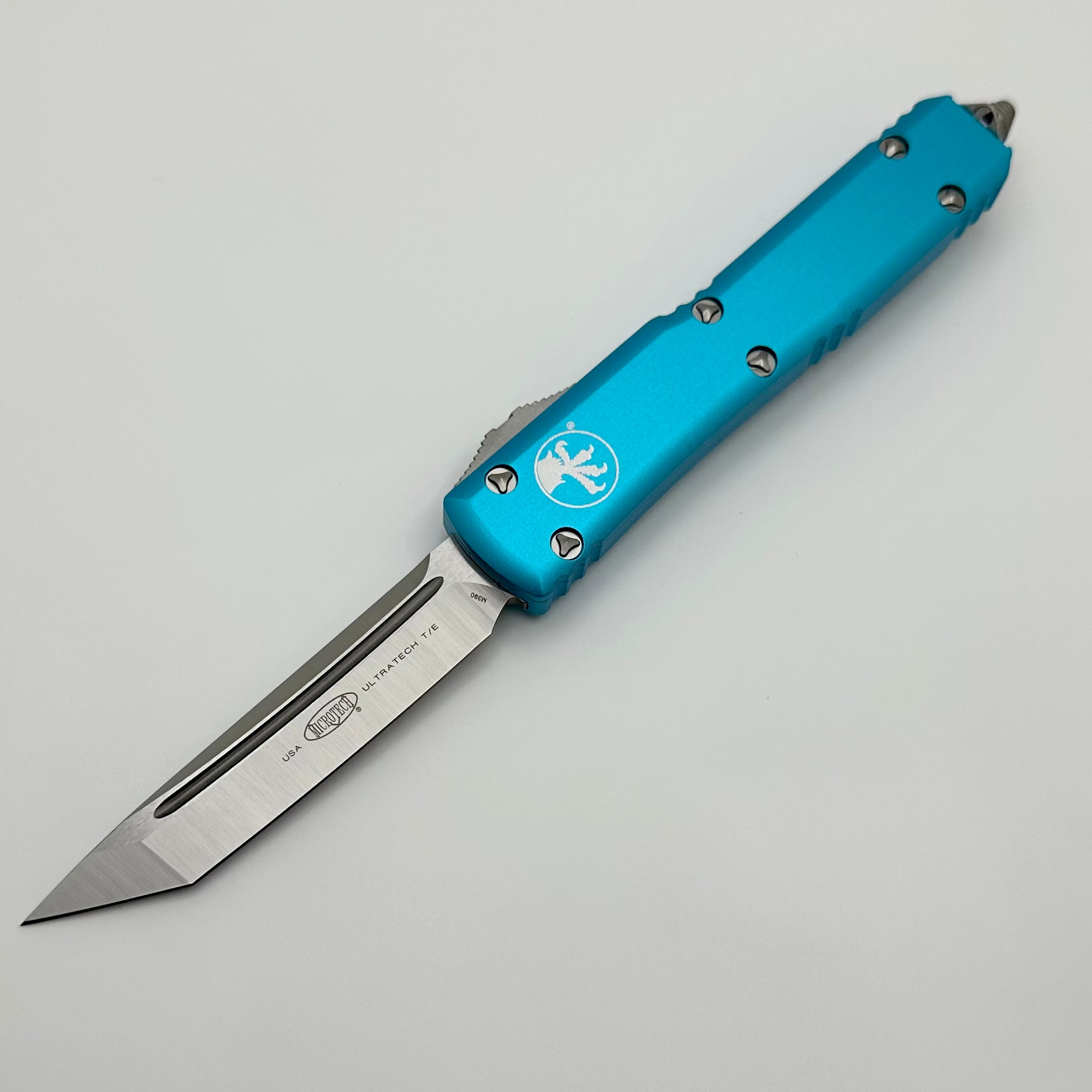 Microtech Ultratech Tanto Satin Standard & Turquoise - Premium Tactical OTF Knife