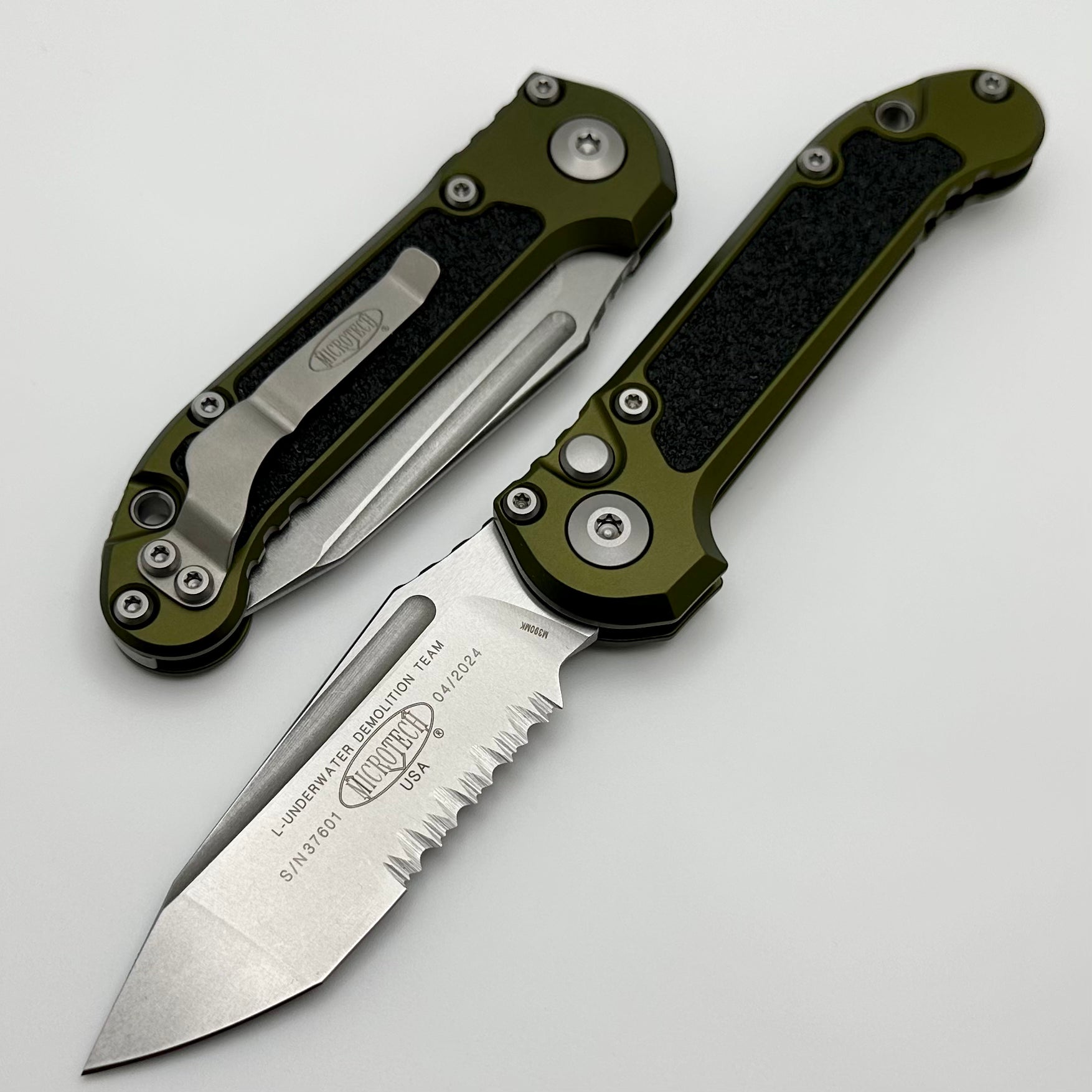 Premium Microtech LUDT Gen III Tactical Knife - Stonewash Tanto Blade with OD Green Handle