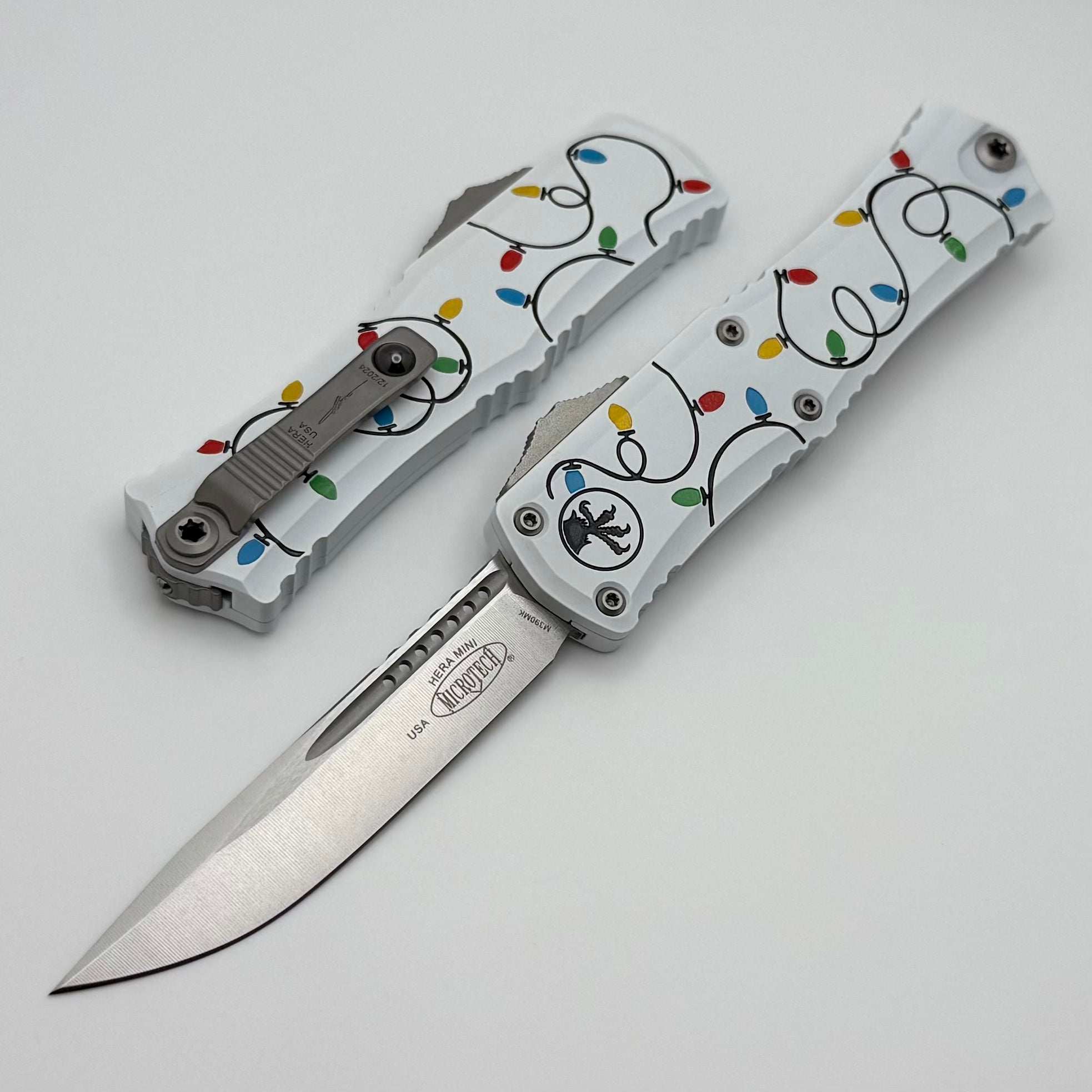 Microtech Premium Mini Hera Christmas Edition - White Stonewash M390MK EDC Knife