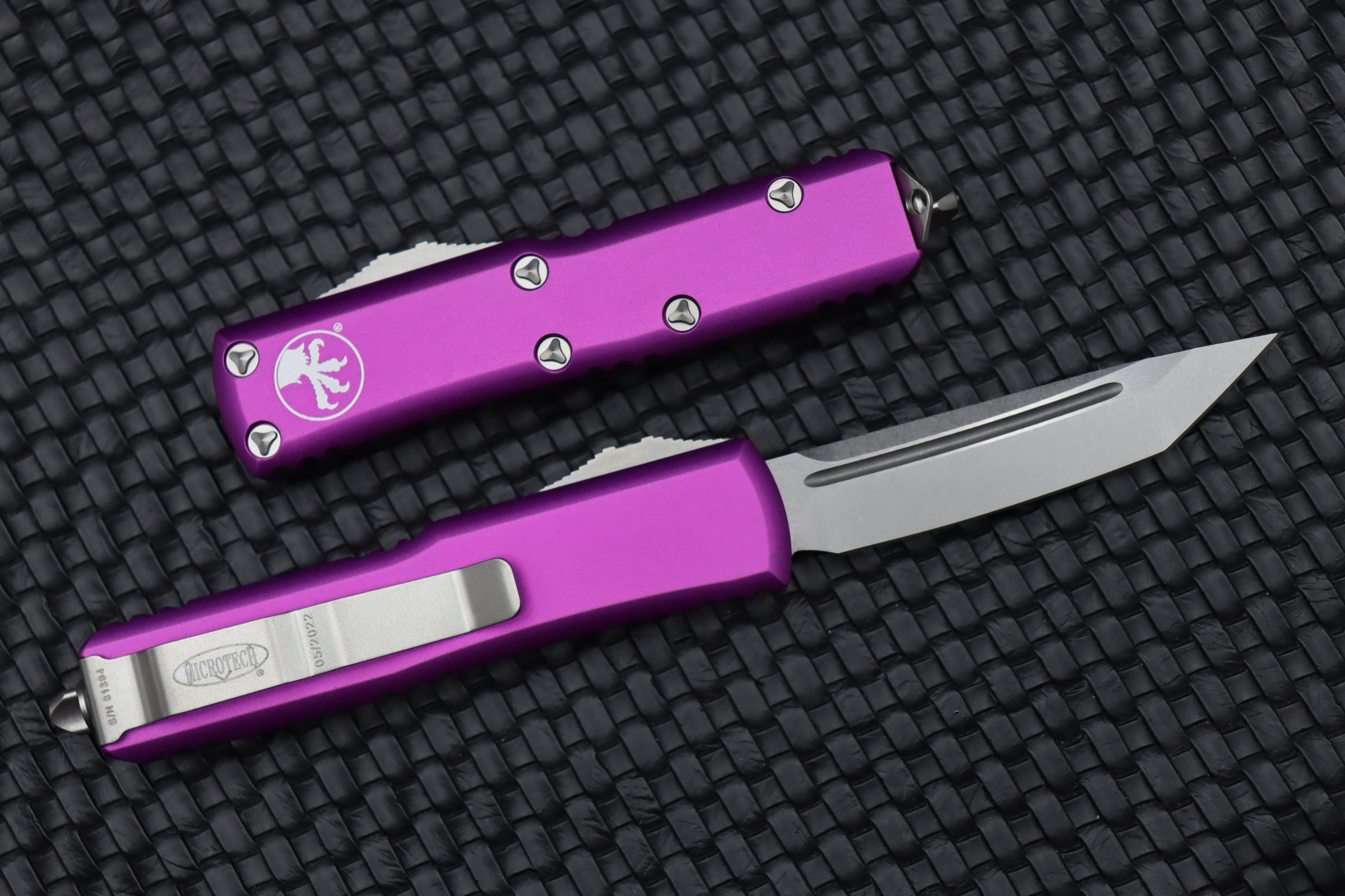 Premium Microtech UTX-85 Tanto Stonewash EDC Knife - Violet Edition