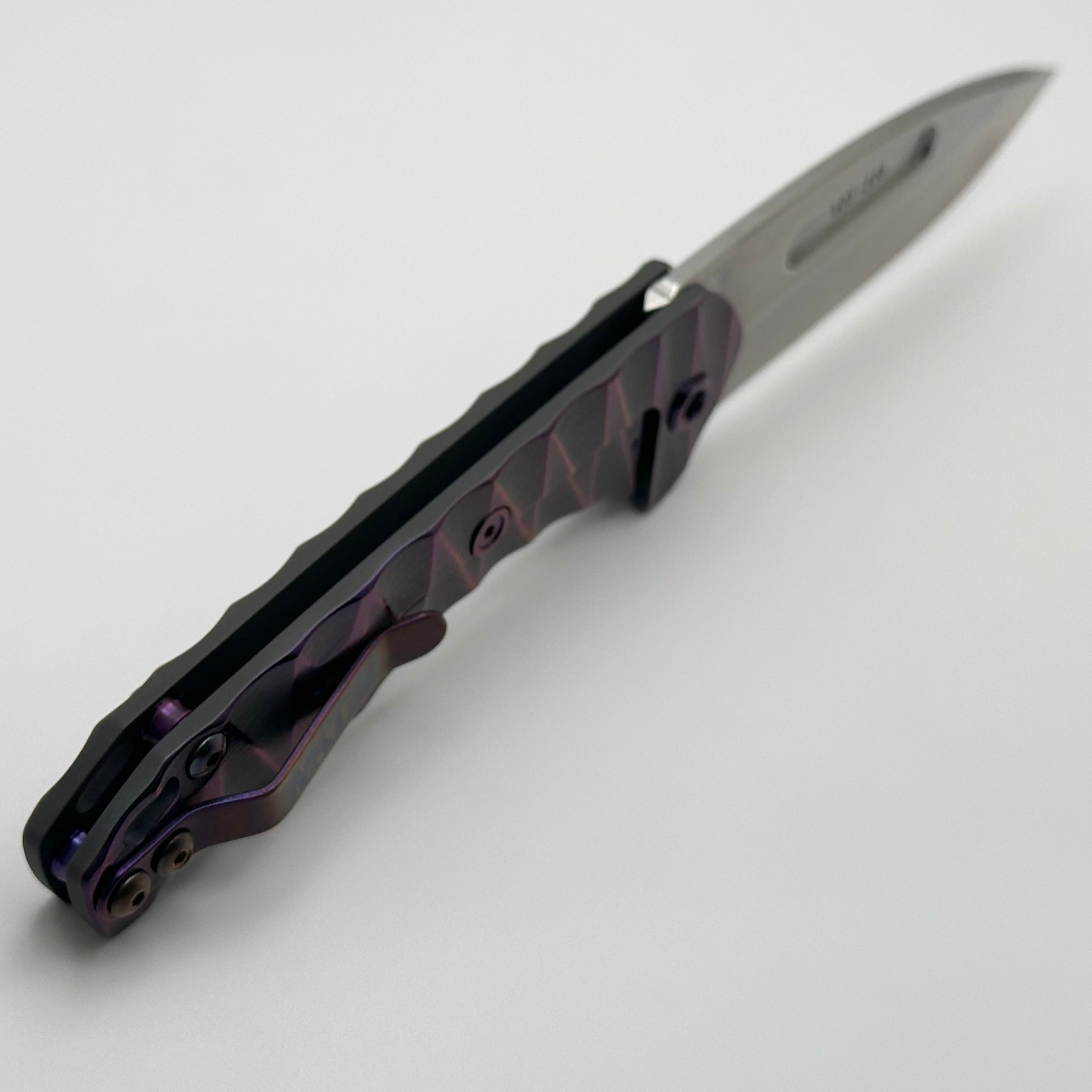 Medford Praetorian Slim S35VN Tactical Knife - Premium Drop Point Blade with Cement Violet Lightning Handles