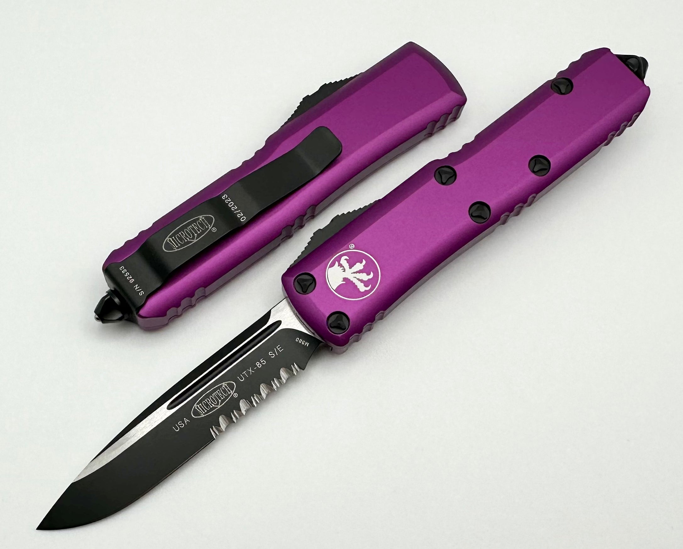 Premium Microtech UTX-85 Tactical Knife - Black & Violet Edition