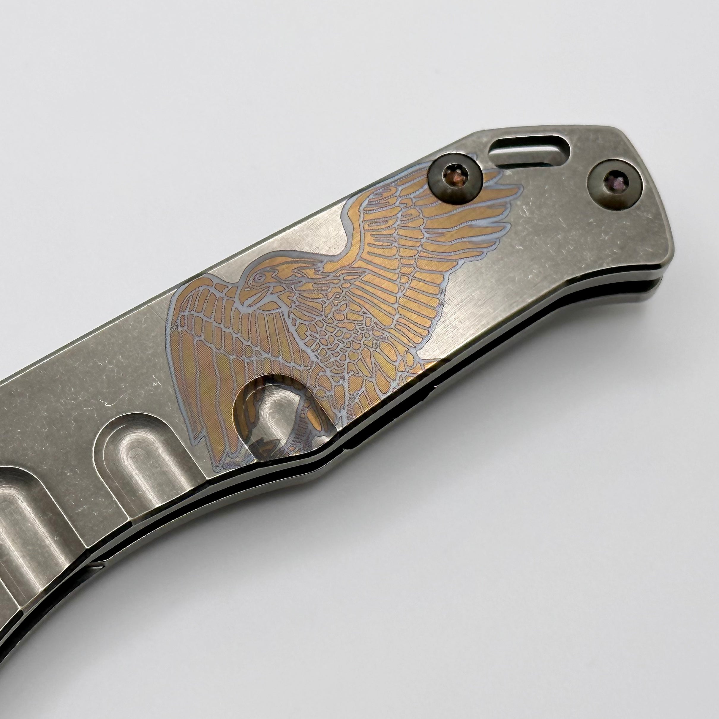 Medford Praetorian Slim S45VN Tanto Knife | Premium Patriotic Eagle Design with Blue Hardware