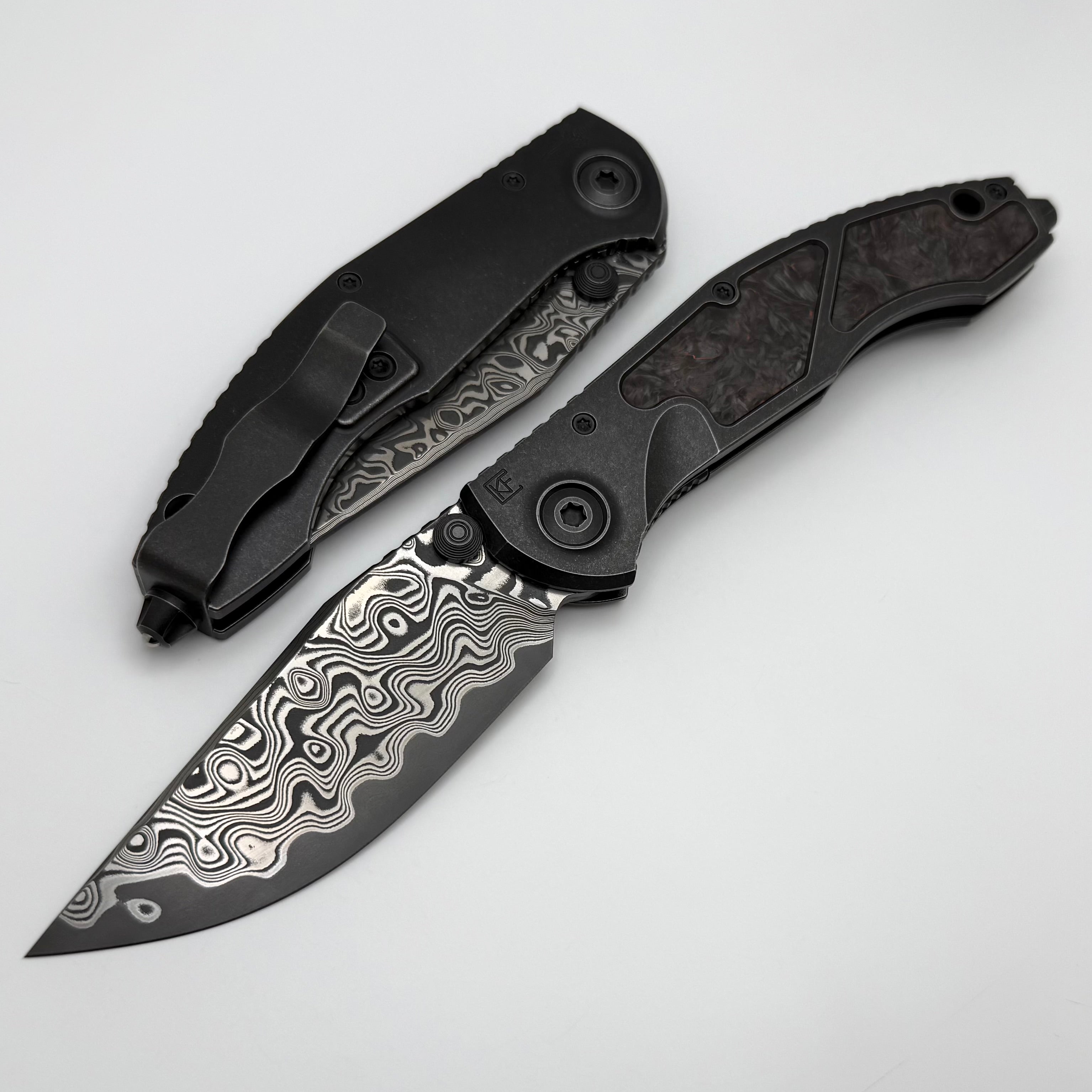 Premium Custom Knife Factory & Anthony Marfione Sokosha - Blackwash/Red Carbon Fiber with MagnaCore Blade