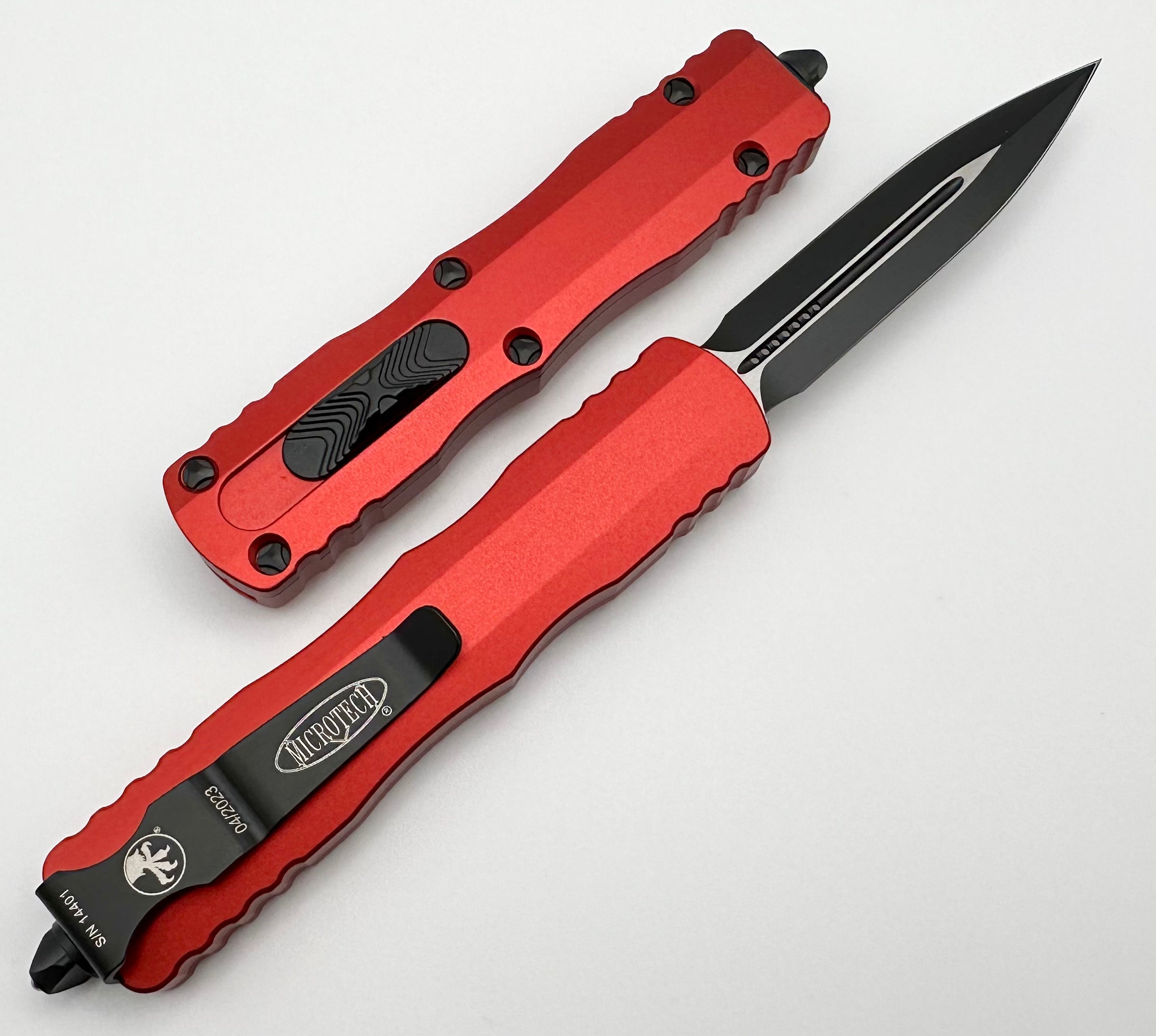 Microtech Dirac Double Edge Premium Tactical Knife - Black & Red