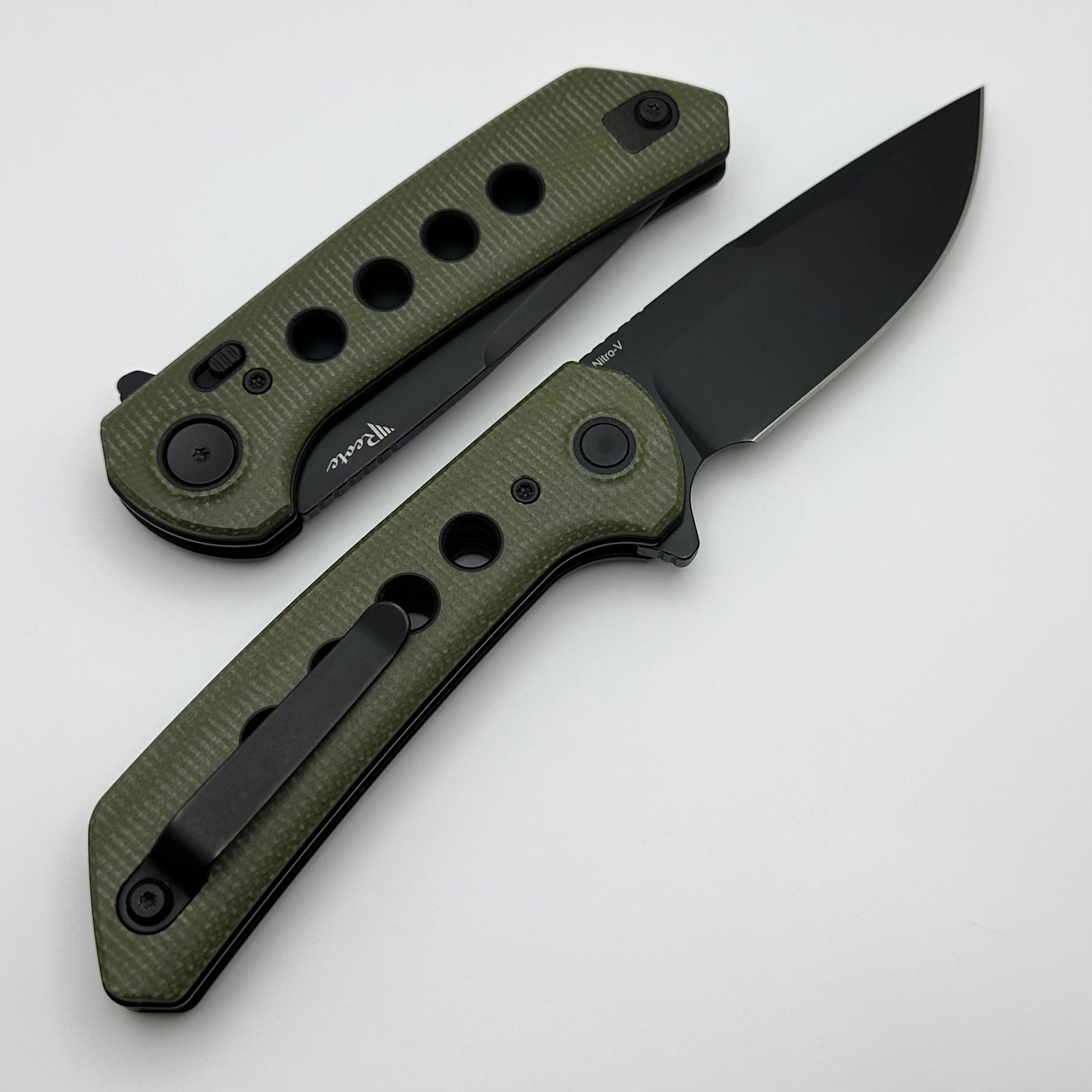 Reate Knives PL-XF Premium Folding Knife with Green Micarta & Black G-10 Inlays