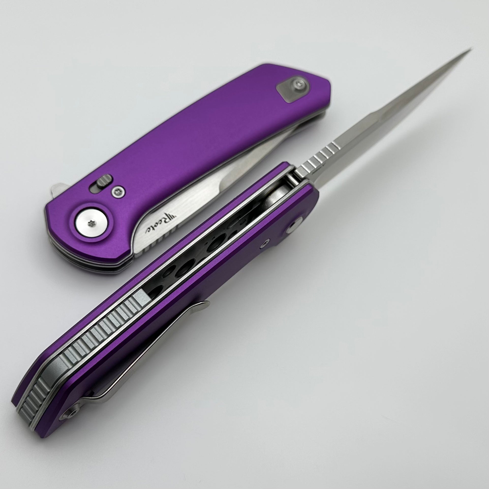 Reate Knives PL-XF Ultimate Folding Knife - Purple Aluminum & Nitro-V Blade