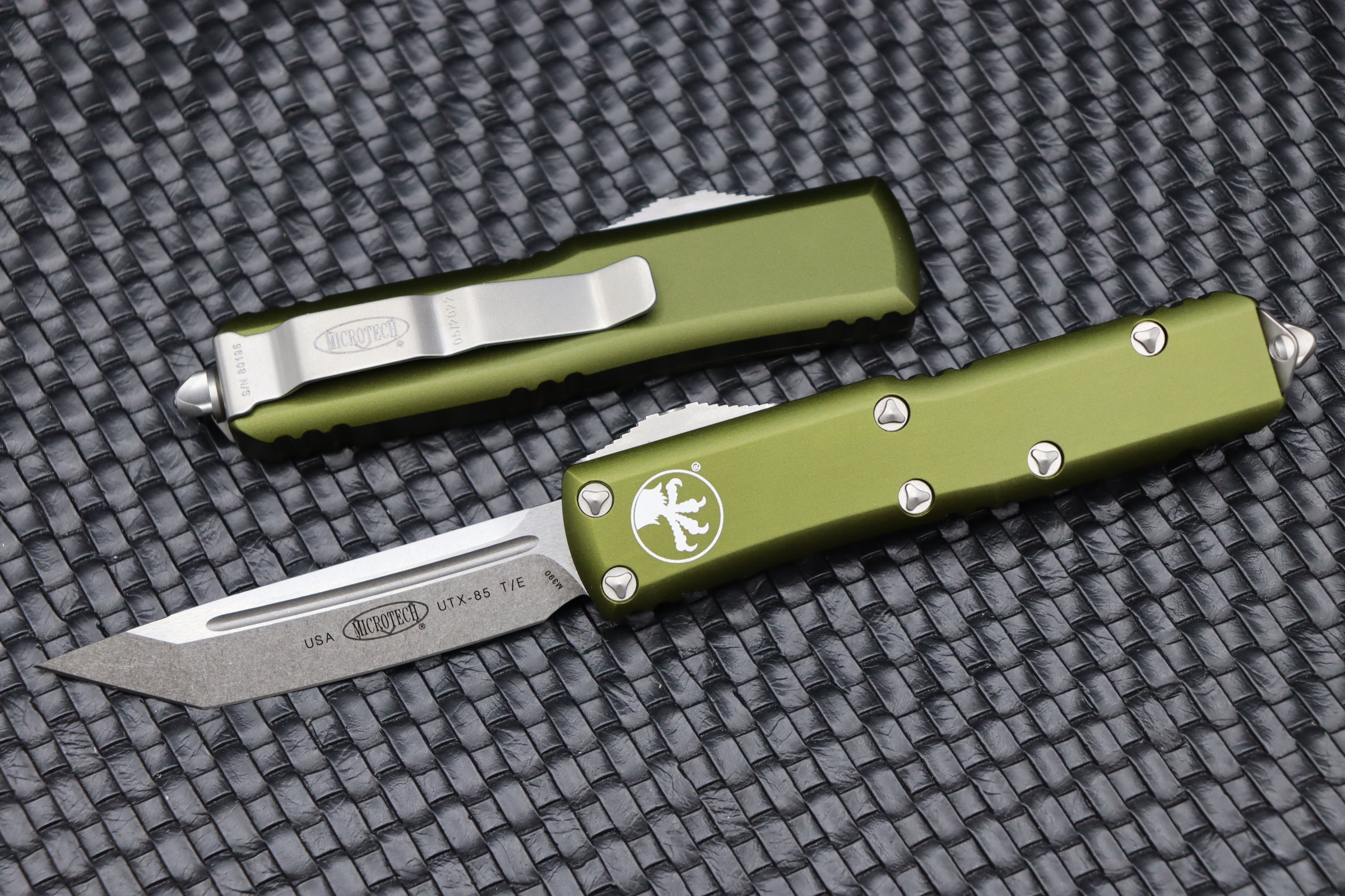 Microtech UTX-85 Tanto Stonewash EDC Knife - OD Green Edition