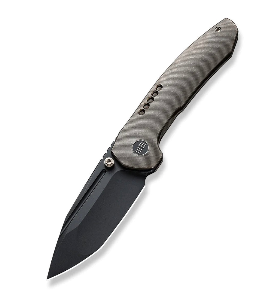 Premium We Knife Trogon: Bronze Titanium Handle & Black Stonewash CPM-20CV Blade