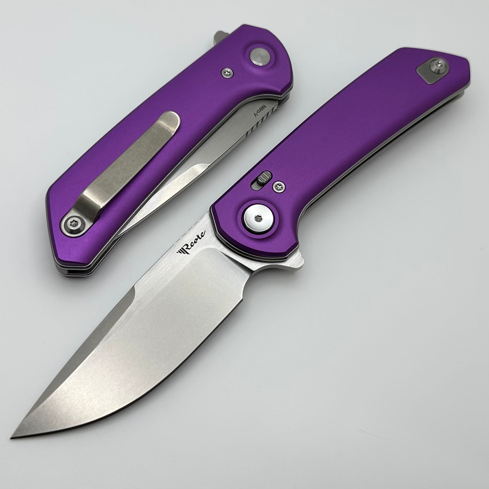 Reate Knives PL-XF Ultimate Folding Knife - Purple Aluminum & Nitro-V Blade