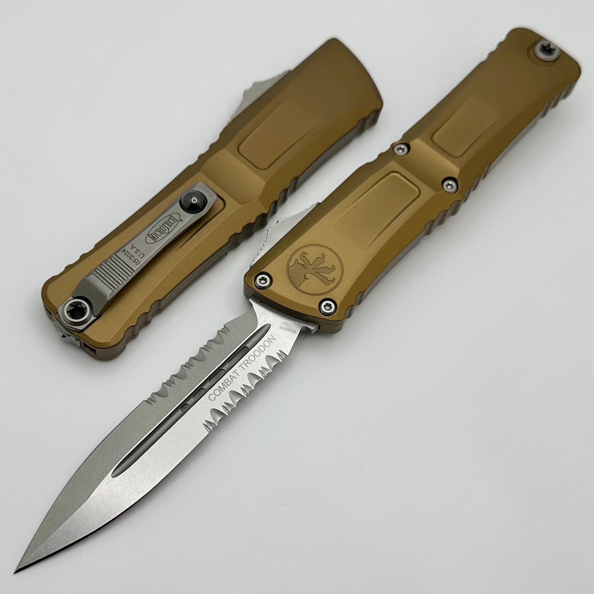 Microtech Combat Troodon Gen III Tactical Knife - Premium Tan Handle & Stonewash Blade