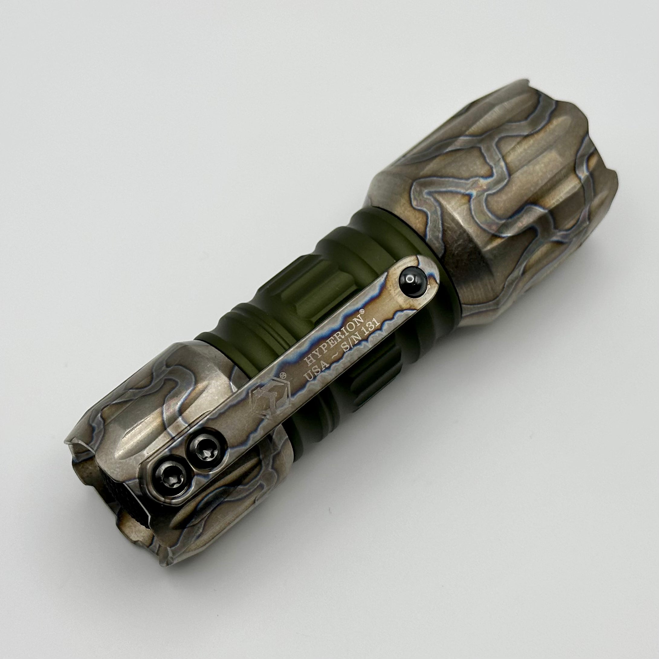 Heretic Knives Hyperion Ultimate EDC Flashlight with Flamed Titanium Design