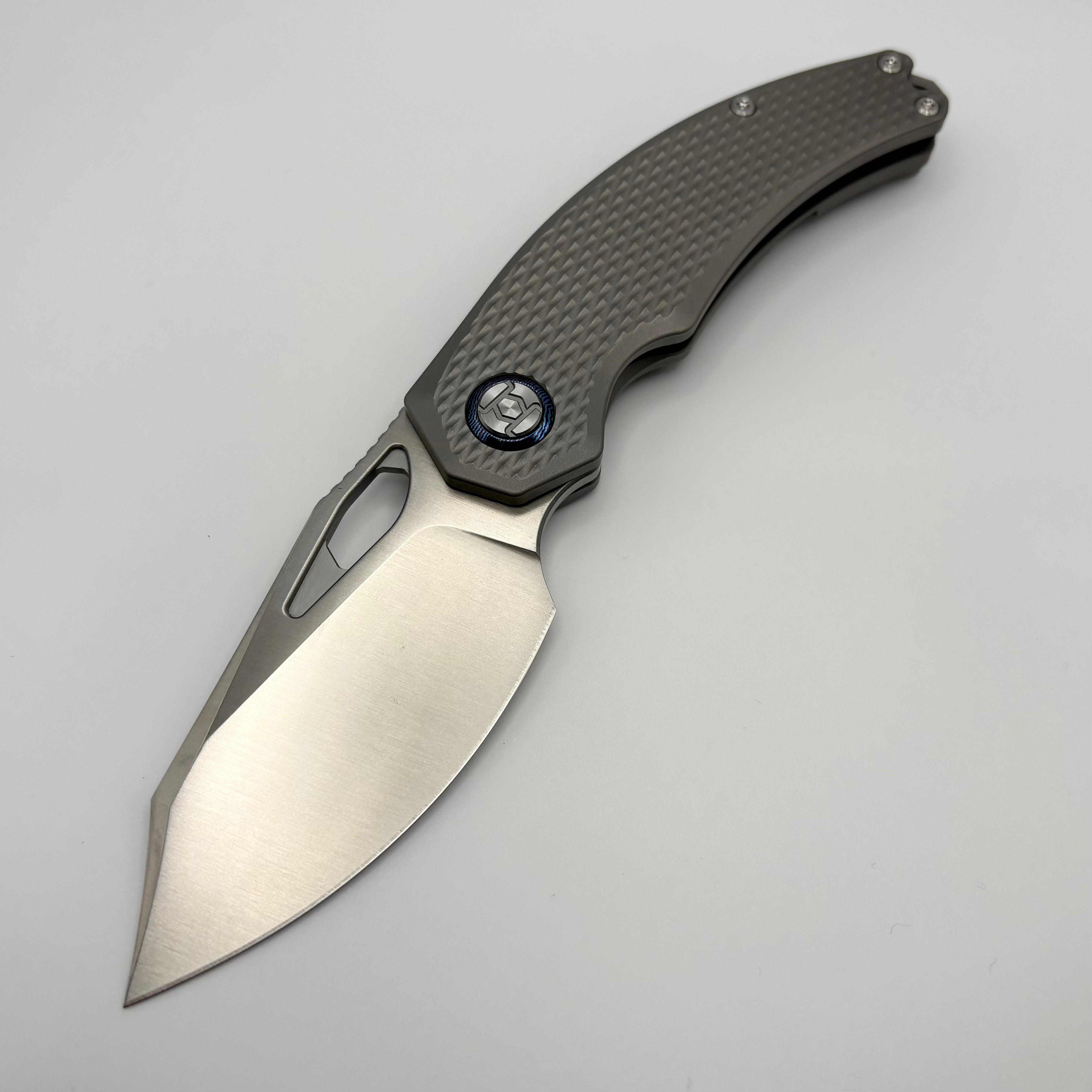 Premium Pre-Owned Kunwu Padre Titanium Folding Knife - Satin Vanax Blade