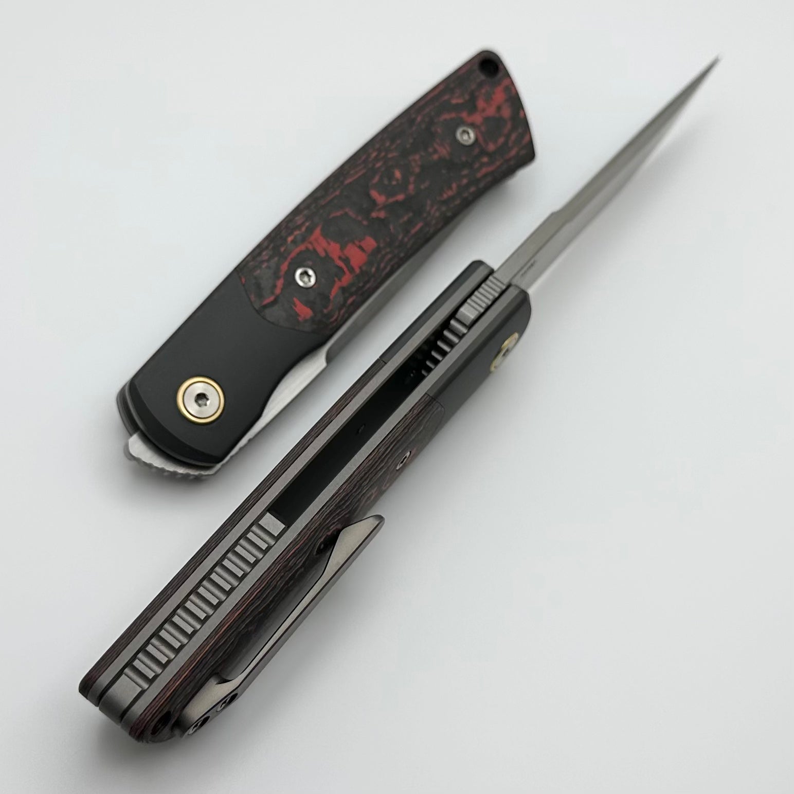Reate Knives Tribute | Premium Zirconium & Lava Flow Fat Carbon | Hand Satin M390