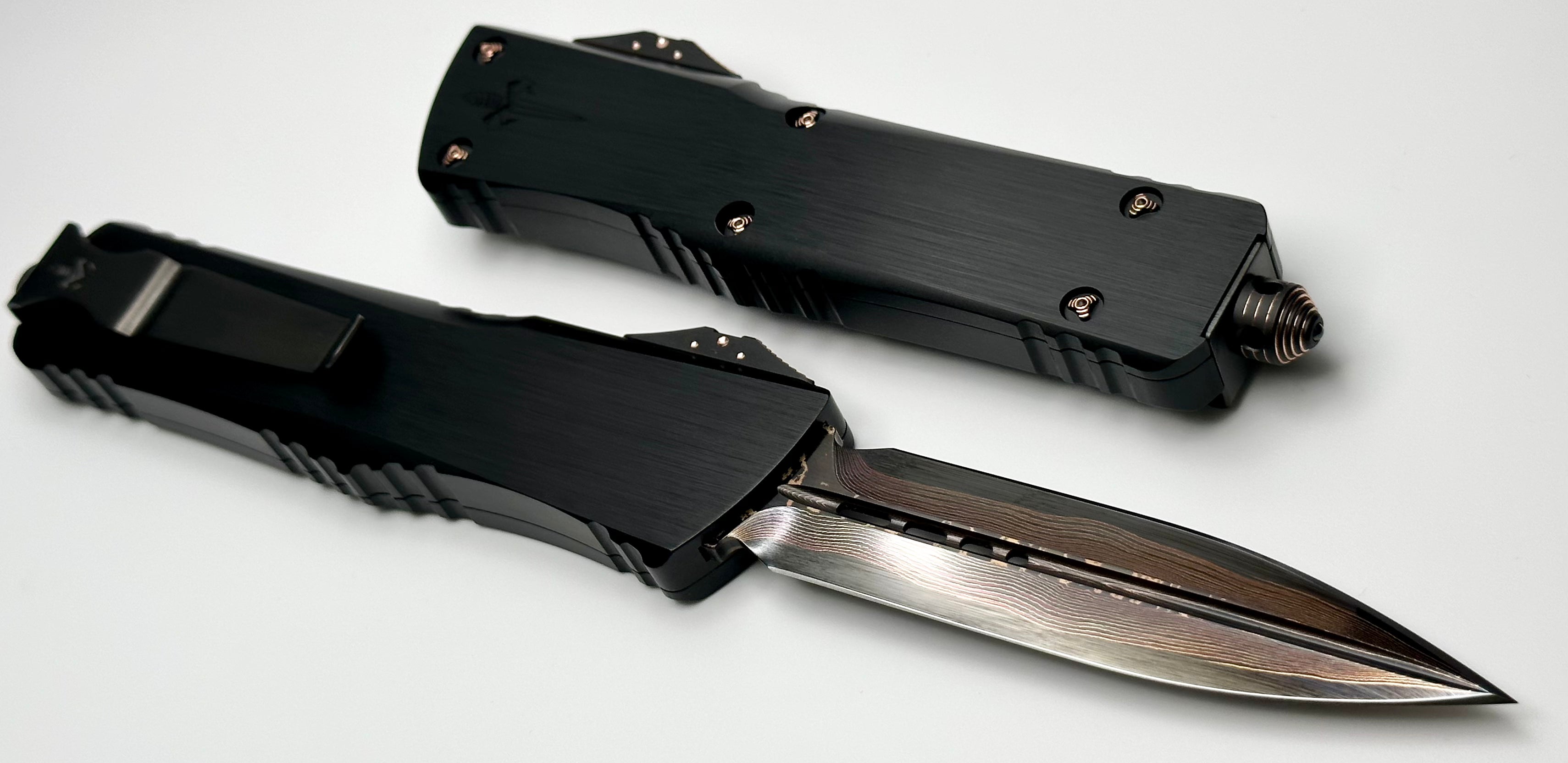 Premium Marfione Custom Combat Troodon Tactical Knife - Tiger GoMai Blade & Hefted Black Handle