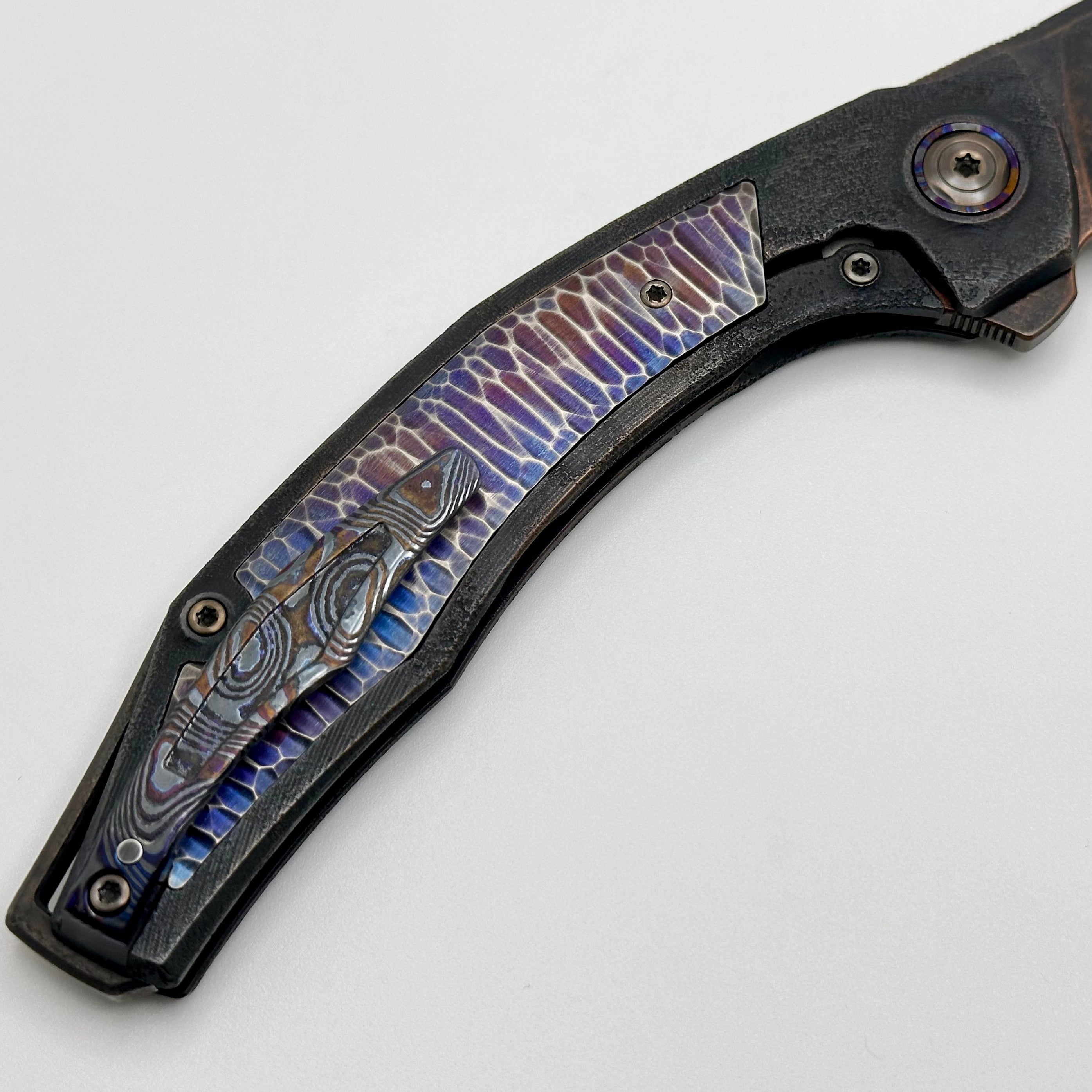 Premium Custom Knife Factory ONE OFF Ablya - Textured & Distressed Titanium