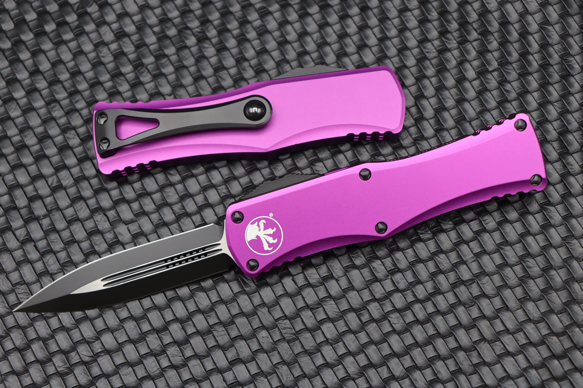 Microtech Hera Double Edge Tactical Knife - Black & Violet | Premium M390 Steel