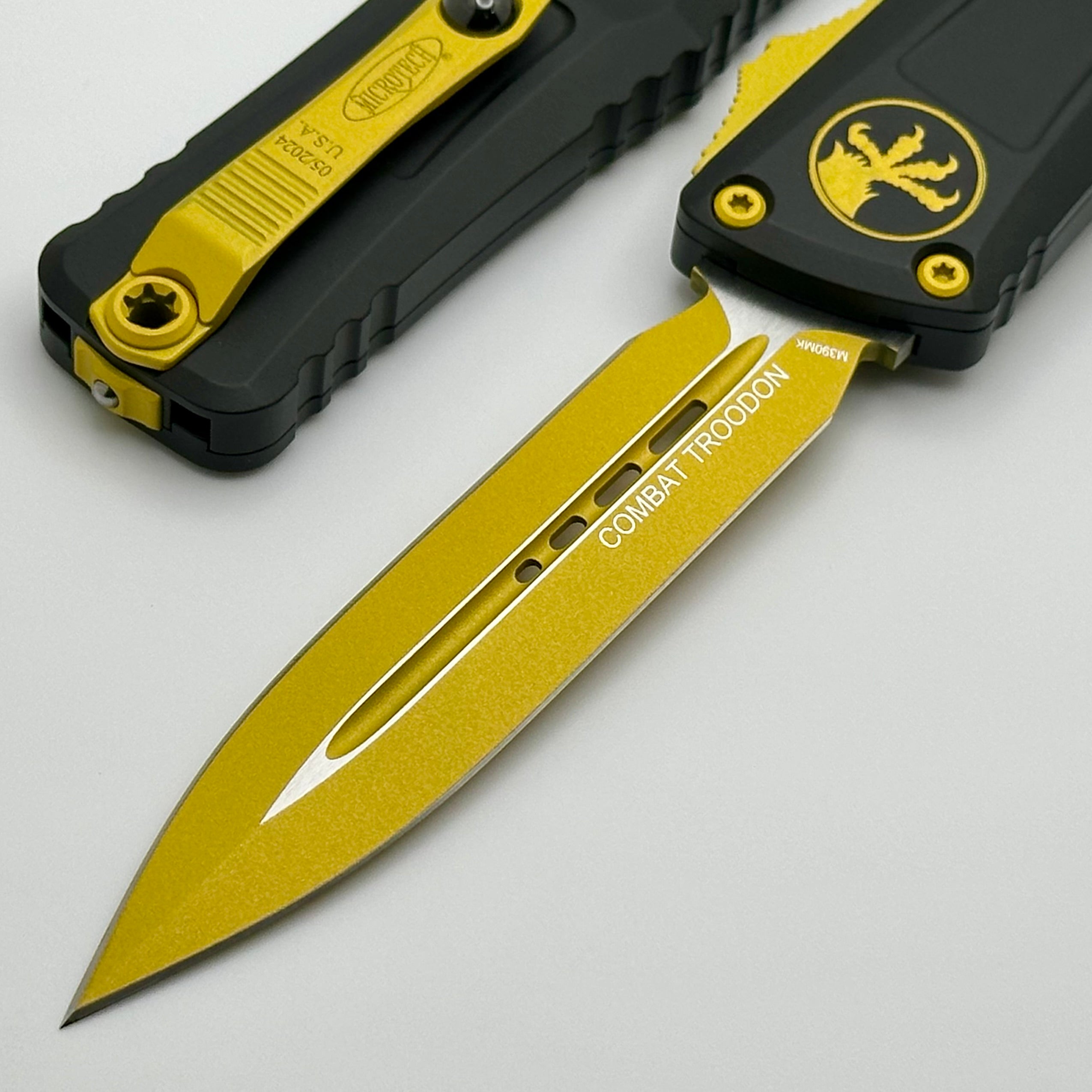 Microtech Combat Troodon Gen III Ultimate Tactical Knife - Black D/E with Yellow Accents