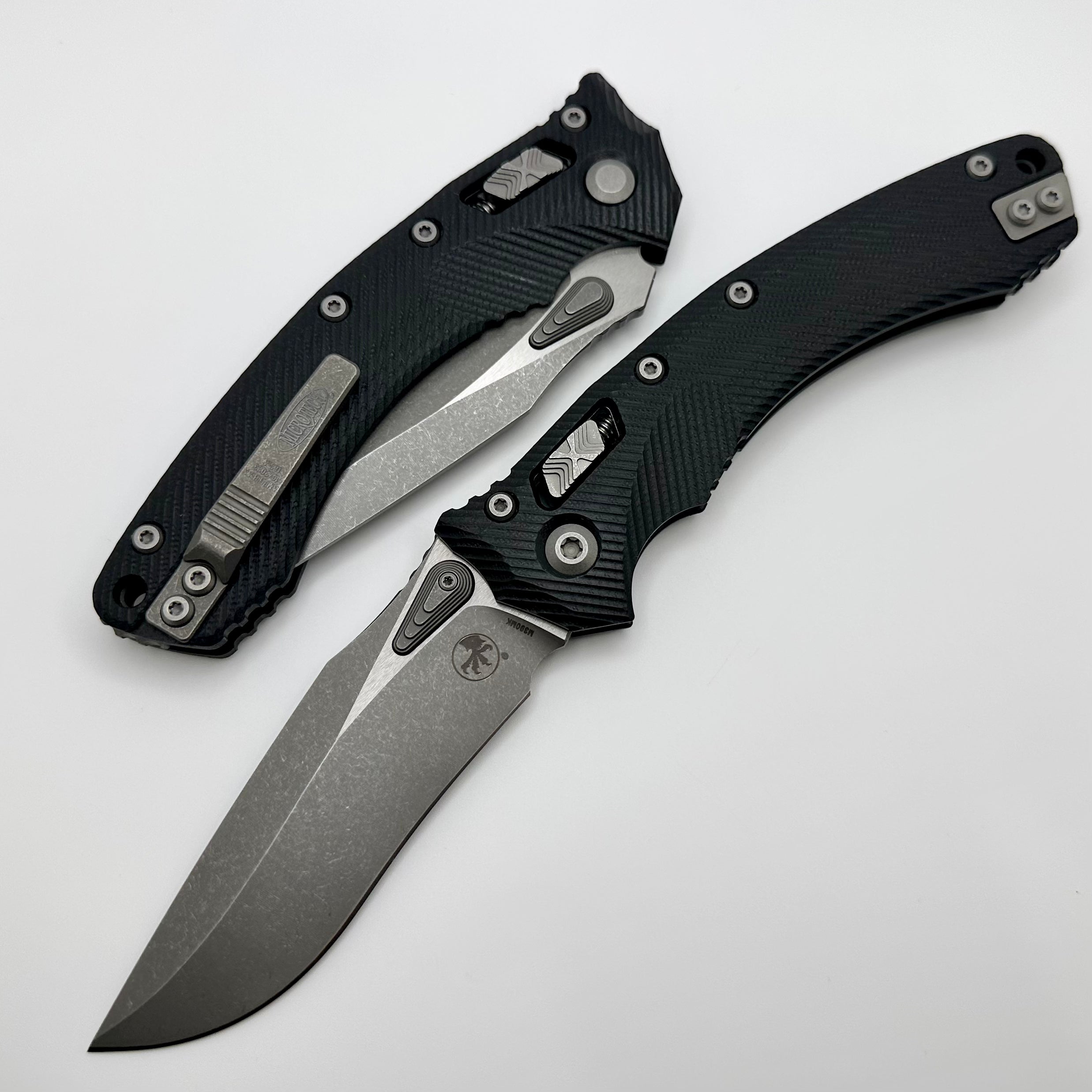 Premium Microtech Amphibian RAM LOK Tactical Knife - Black Fluted G-10 & Apocalyptic M390MK