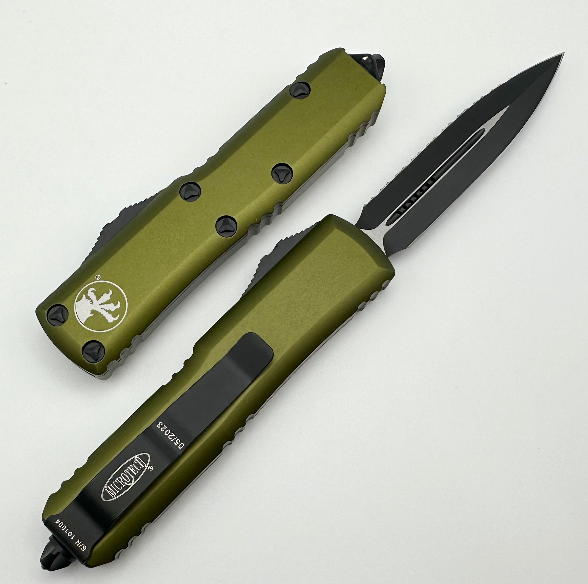 Microtech UTX-85 Premium EDC Knife - Double Edge Black Serrated & OD Green