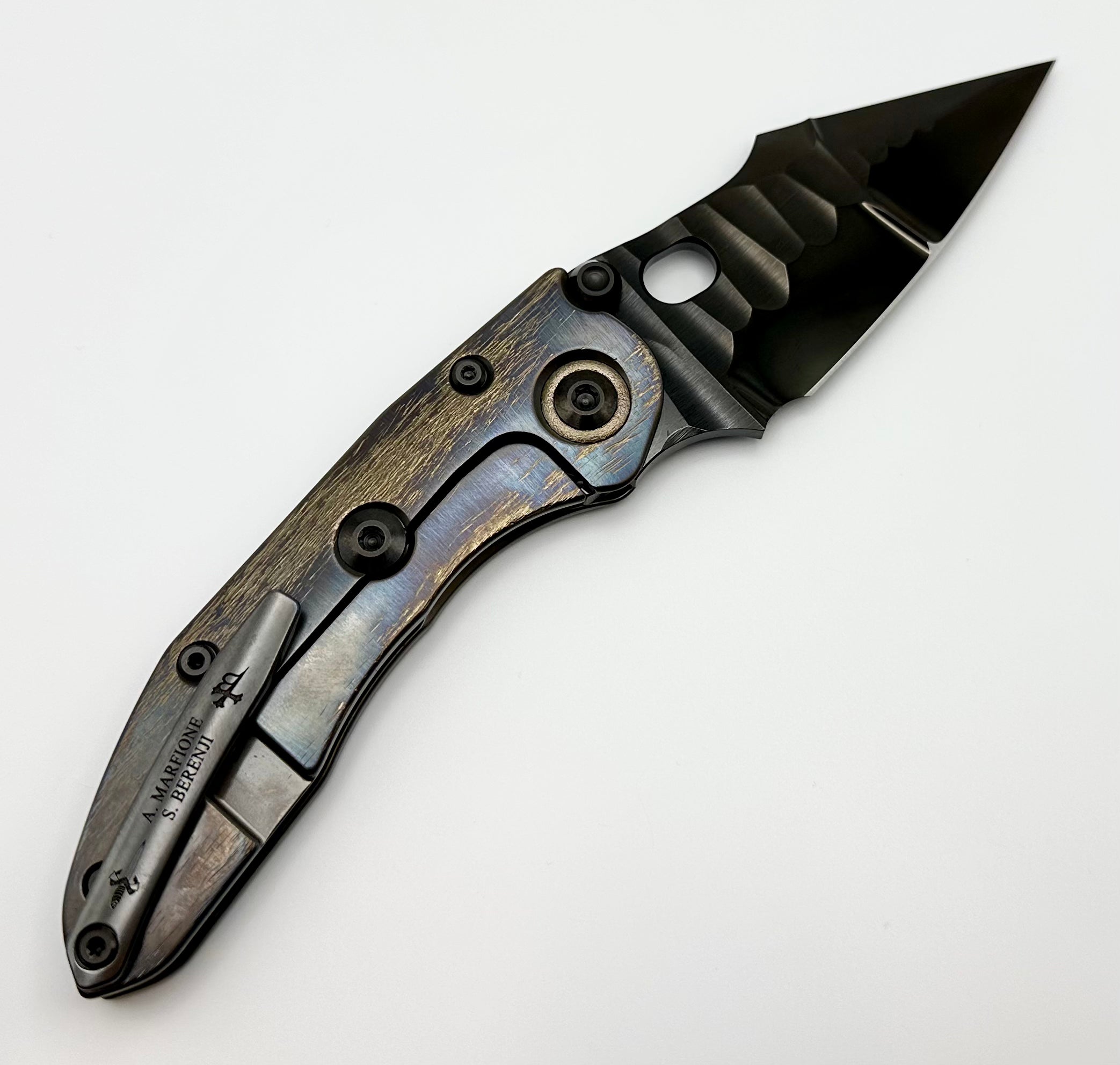 Premium Marfione Custom Stitch Knife - Limited Edition DLC Diamond Wash & Cosmic Titanium